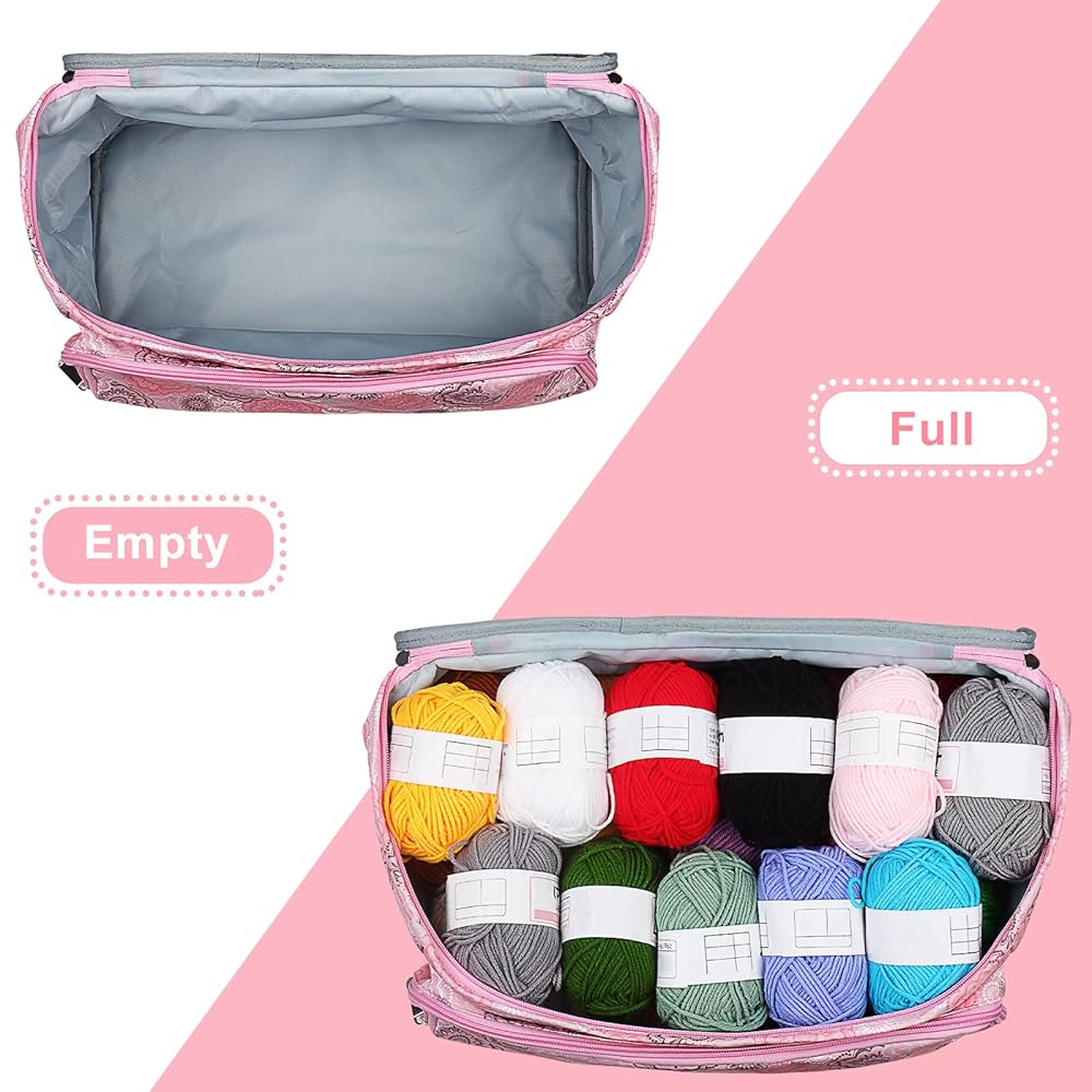 Knitting Bag Backpack,Leudes Yarn Storage Organizer Large Crochet Black