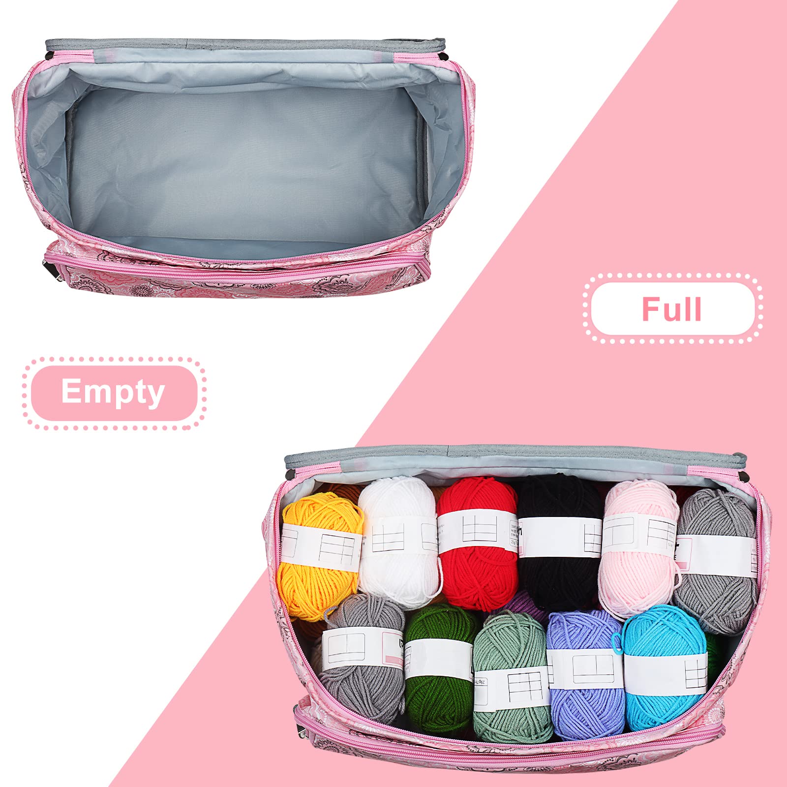 Crochet Bag Organizer YARWO Knitting Tote Bag - Yarn Storage Organizer ...