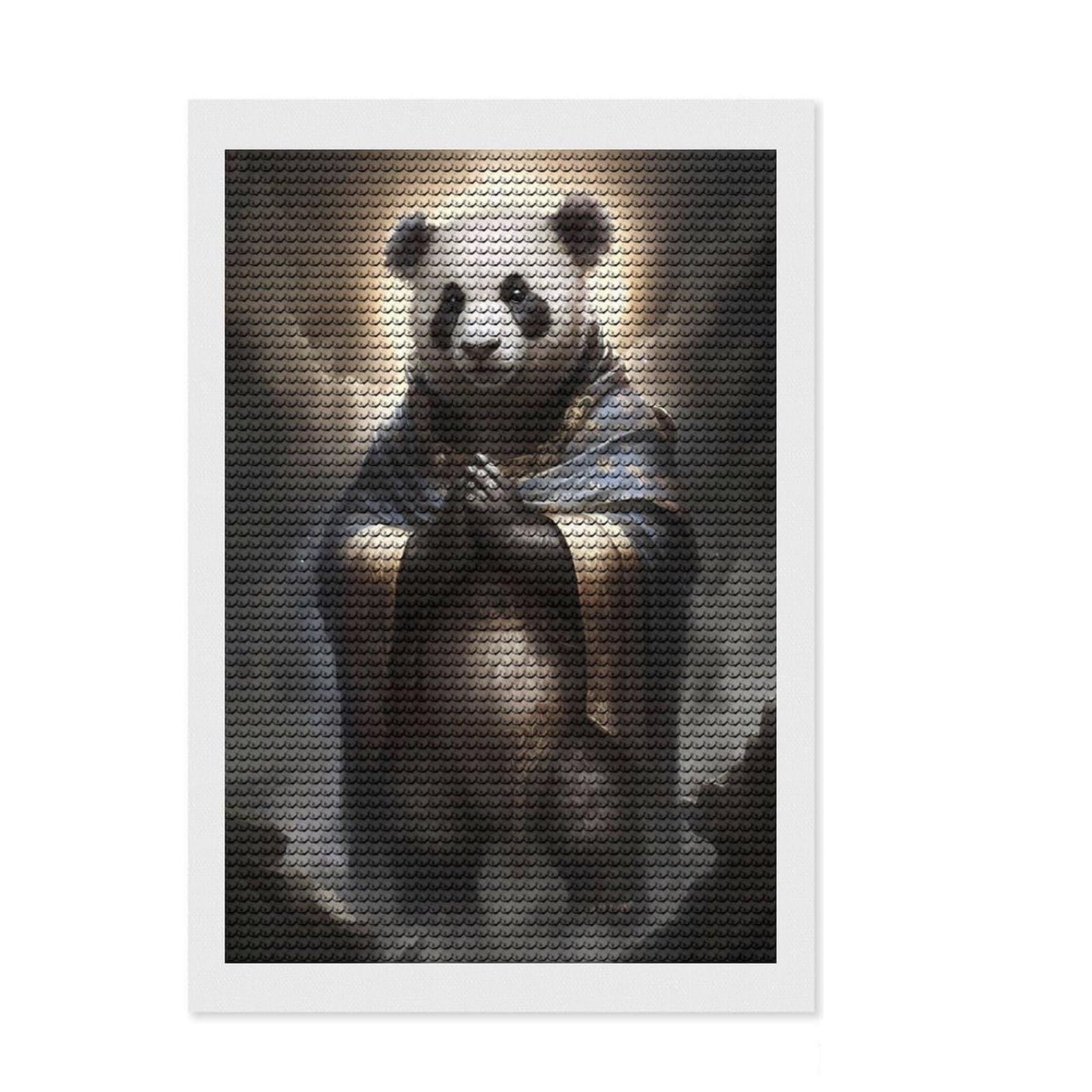 Junmoney Panda Legendary Diamond Art Kit 8"x12", Calming Craft to Unwind, with Tool Kit, Living Room Decor, Festive Craft Gift