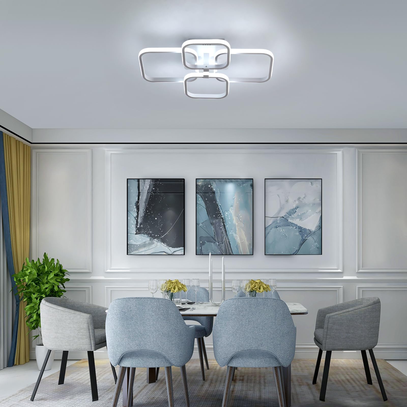 Plafoniera LED, 60W Plafoniera Led Soffitto Modern Quadrata Design, Lampad a da soffitto Bianco per Soggiorno Camere da Letto 6500K Luce fredda