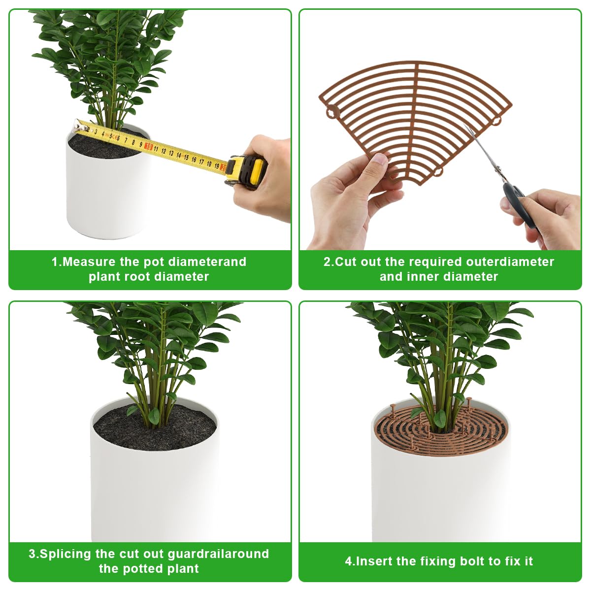 4 Pièces Grilles de Pots de Plantes, Cache-Pot de Fleurs Jusqu'à 30 cm de Diamètre Couvercle de Protection du Sol pour Pots de Fleurs Protéger Les Plantes Contre Chats Enfants