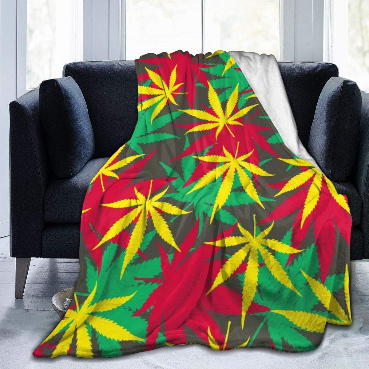 Blankets Queen Size,Ganja Marijuana Weed Seamless Pattern Vector 50x40