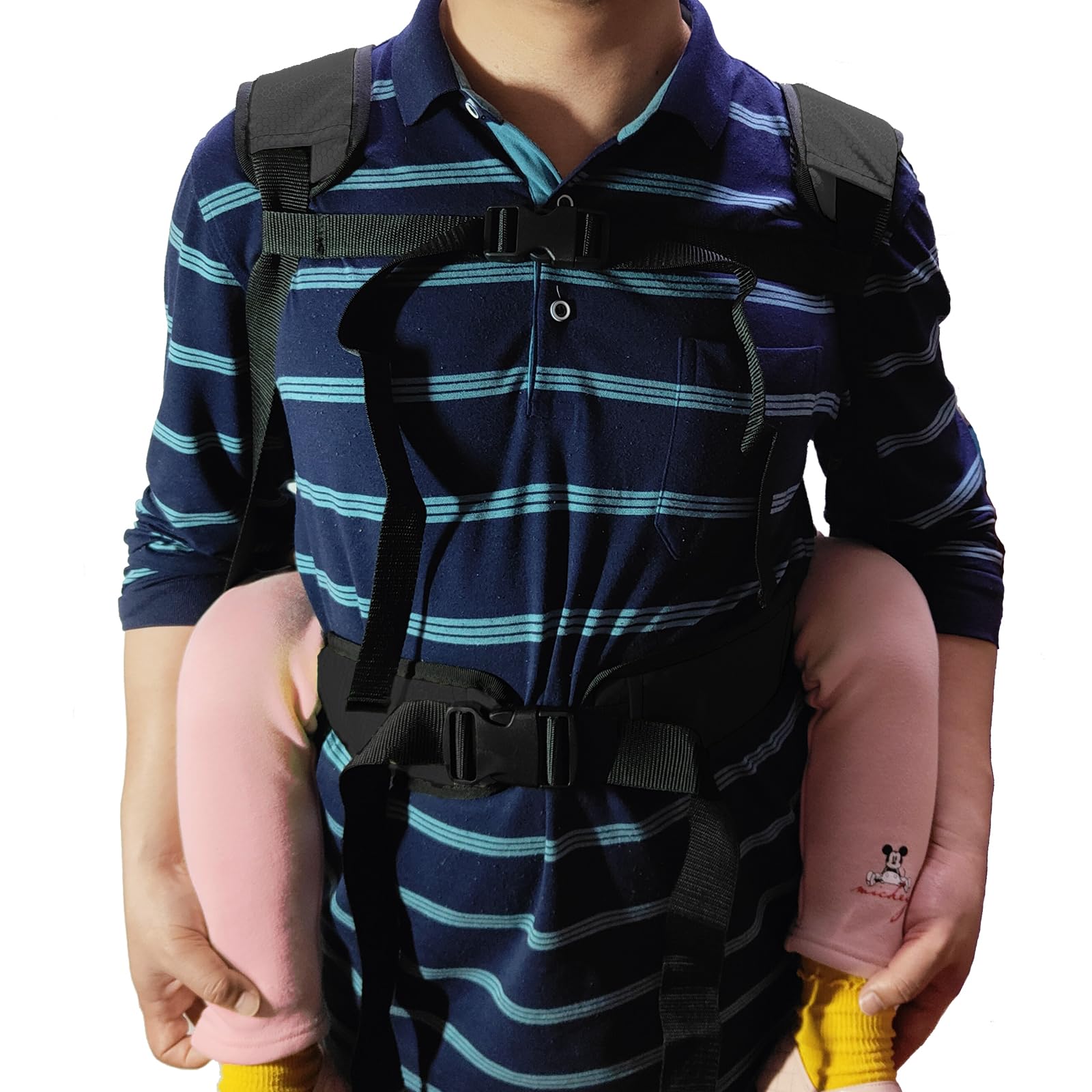 Mochila transportadora negra para niños, para viajes cortos, senderismo, cinturón de elevación para niños, para trasladarse a la cama