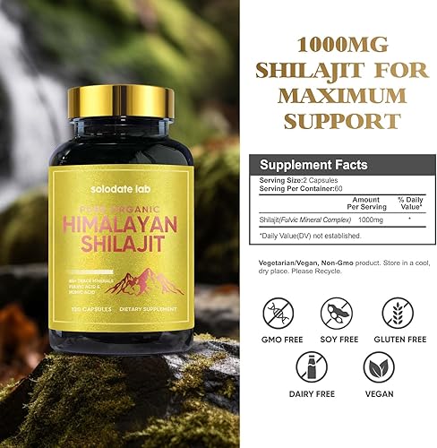 Miniatura 5 de Shilajit Suplemento de resina, Shilajit orgánico puro del Himalaya con más de 85 oligoelementos complejo para energía, apoyo inmunológico, salud