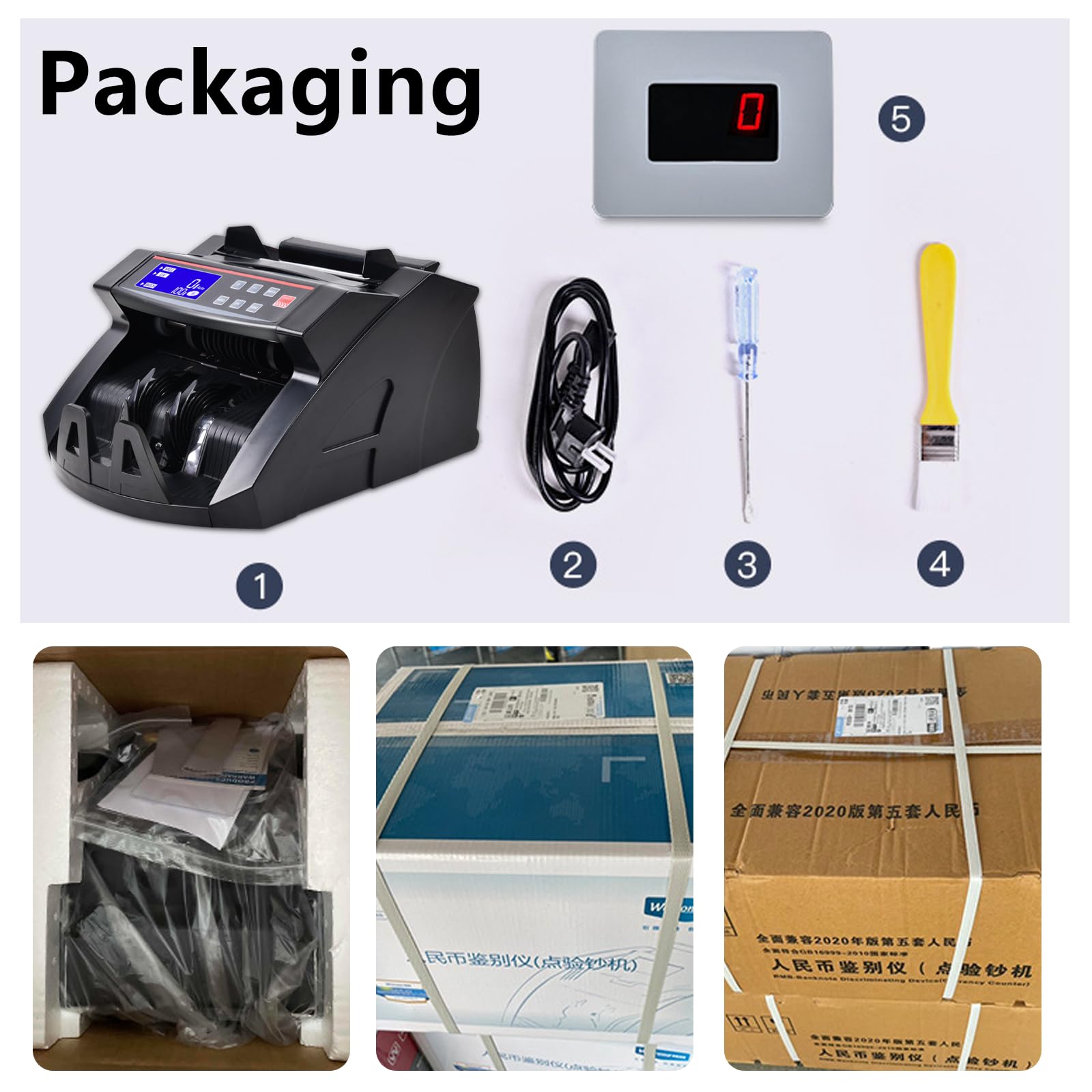 Detector LED de billetes falsos para USD/EUR/JPY/HKD, doble detección UV/Mg, máquina contadora de efectivo para empresas comerciales multinacionales
