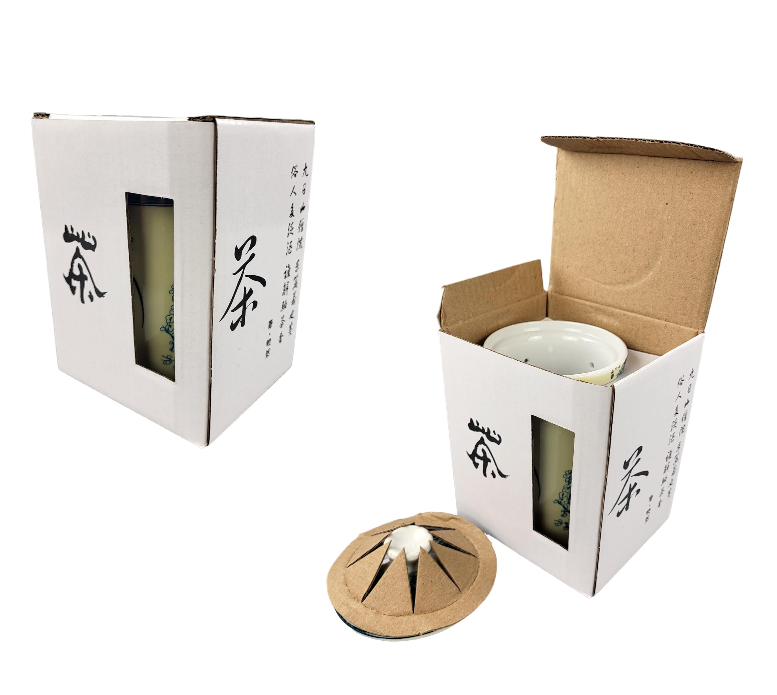 Set di 6 tazze da tè con colino e coperchio in porcellana, motivo gufo, 11 cm