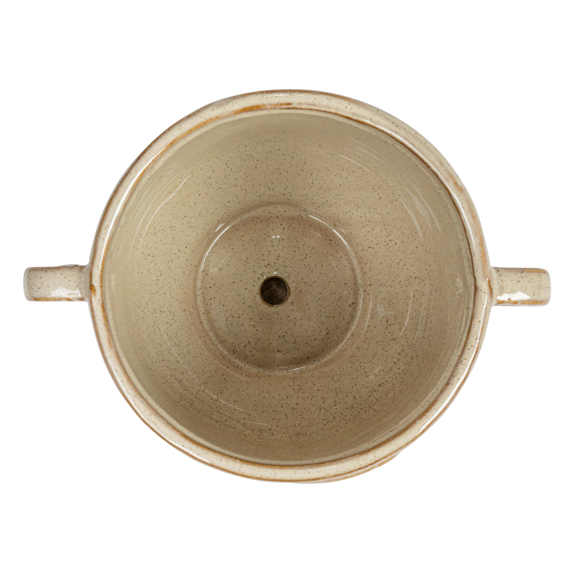 Bloomingville 21,6 cm Steingut, reaktive Glasur, Griffe und Untersetzer, für 12,7 cm Topf, cremefarben gesprenkelt, Set mit 2 Übertöpfen