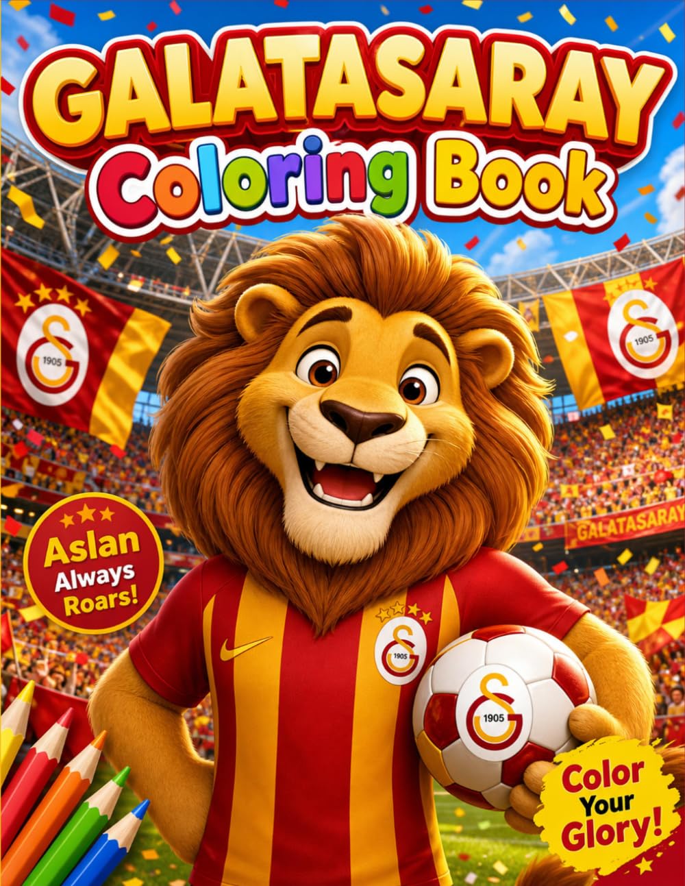 Galatasaray soccer coloring book for kids. 40 fun pages of the Lions of Istanbul
