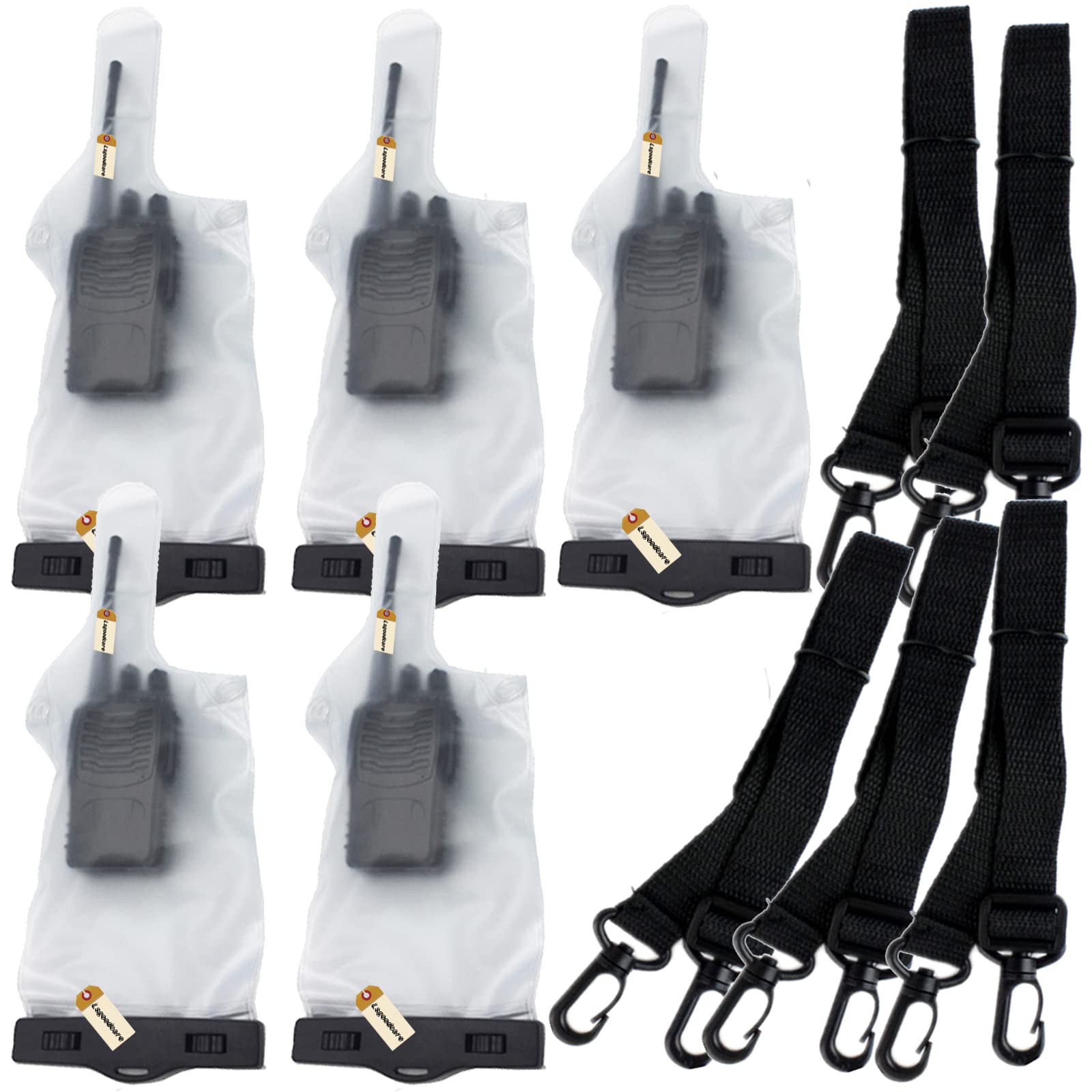 Lsgoodcare 5Pcs Portable Two Way Radio Waterproof Rainproof Bag Case Pouch Compatible with Motorola Kenwood Midland UV-3R UV-5R PX-888 Walkie Talkie