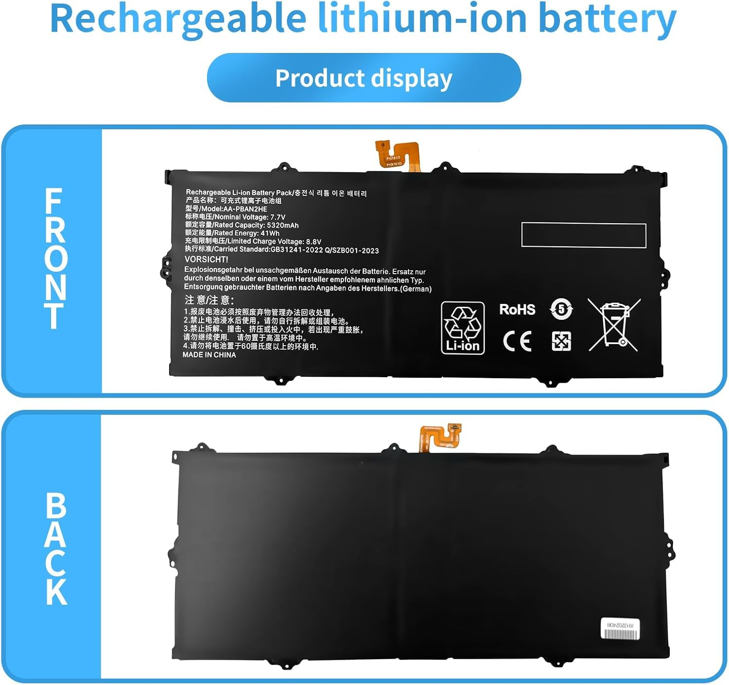 Bateria do laptopa AA-PBAN2HE kompatybilna z Samsung Galaxy Book Go 340XDA NP340XLA XE340XDA-KA3US-RB XE340XDA-KA1US XE340XDA-KA3 Seria XE340xda-ka1it (7,7 V 37Wh)