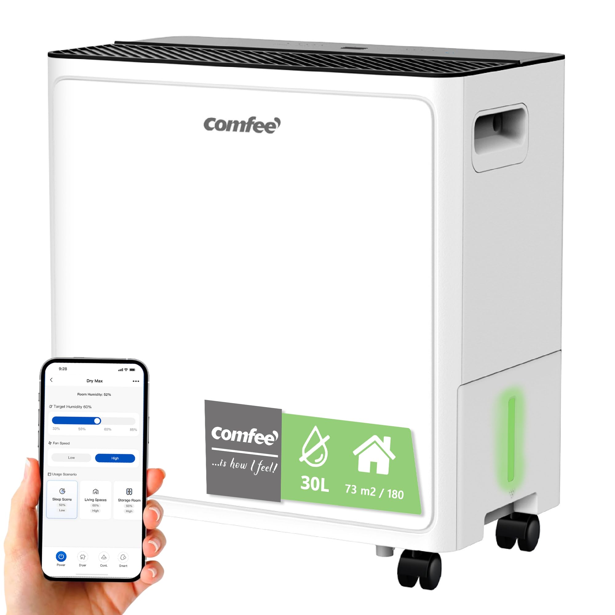 Deshumidificador COMFEE’ 30L: Controla la Humedad por App