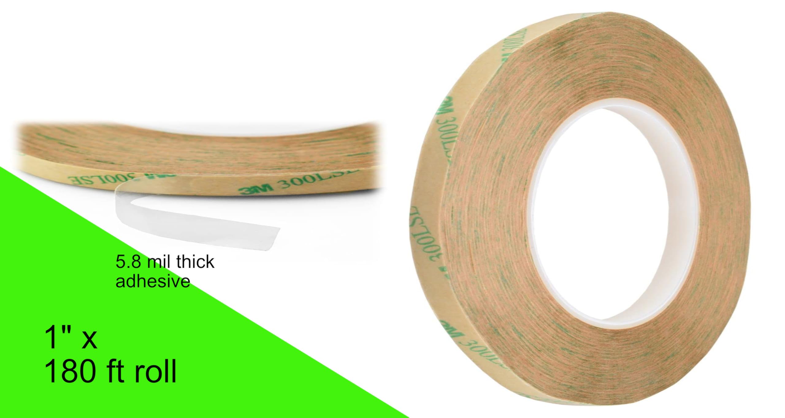 Double-Coated 3M300 LSE 93015LE Double-Sided Tape roll 180 feet for Variety of Applications, Automotive Trim, appliances, Electronics, and General Assemblies. (1