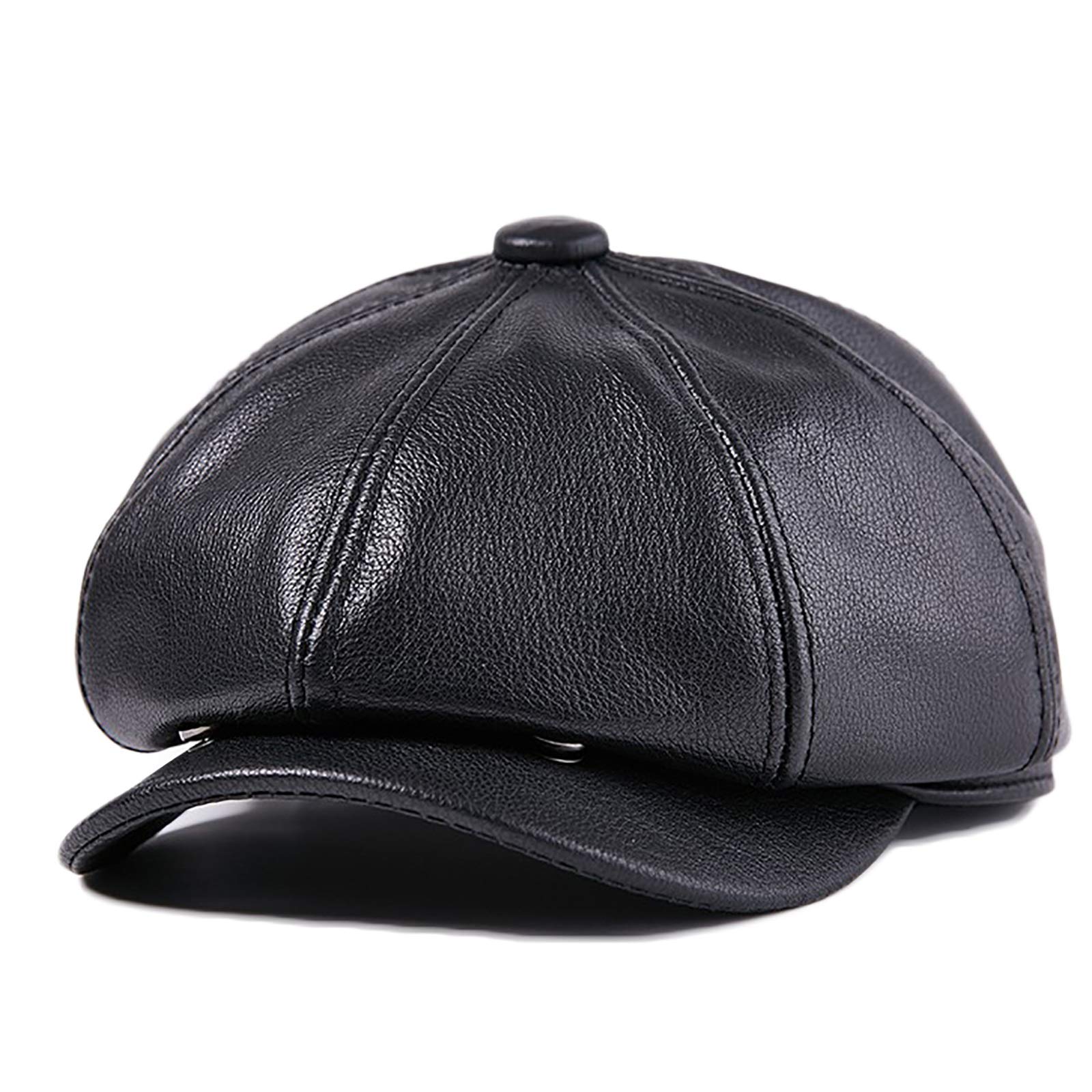 Sombreros de invierno, hombres cuero boina de cuero vintage sombrero octagonal otoño invierno sombrero de golf