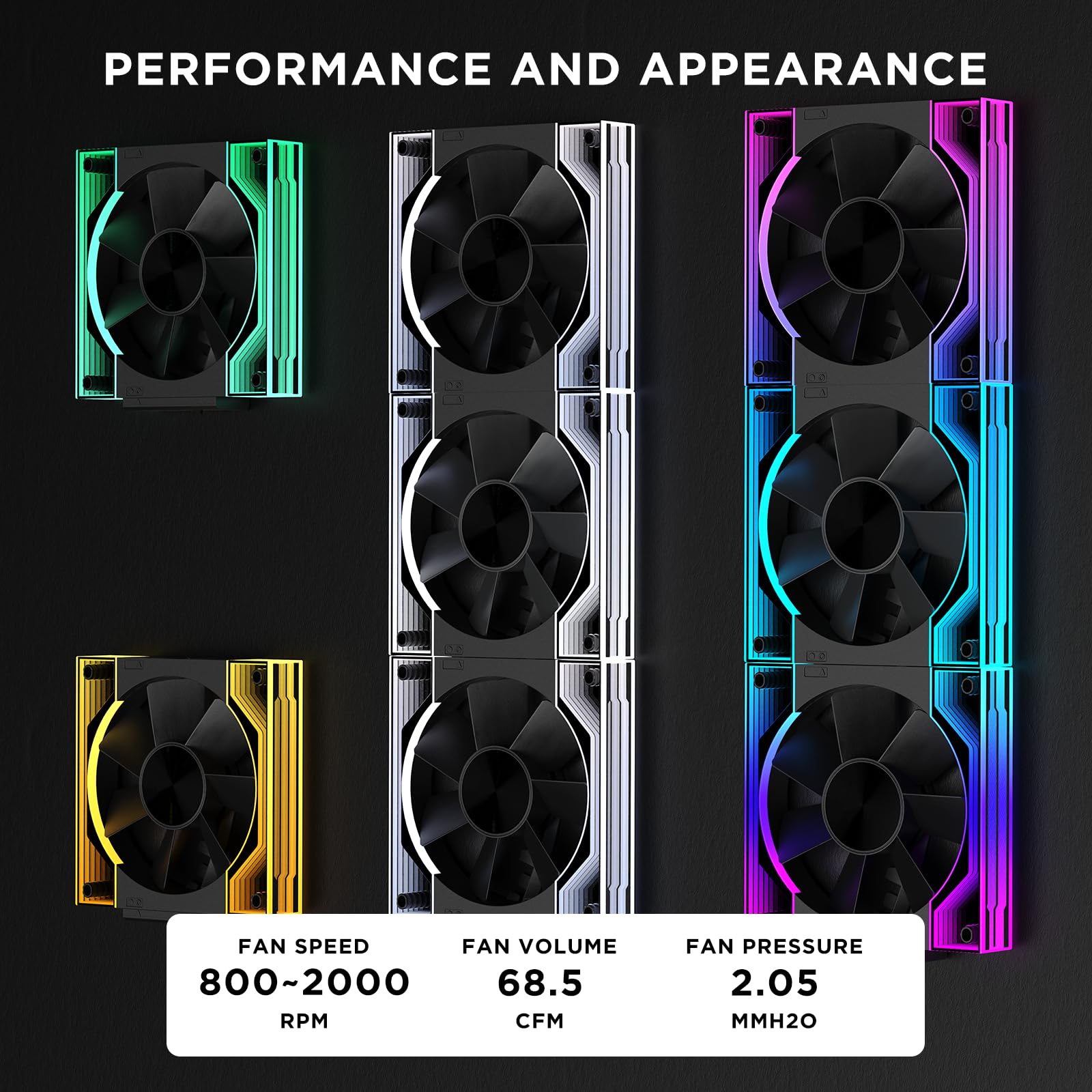 TZMRIT Interstellar-V3 Forward/Reverse Flow Interchangeable RGB PC Fan 120mm Daisy Chain 3Piece with PWM Control and ARGB Effect Black,2000RPM,68.5CFM
