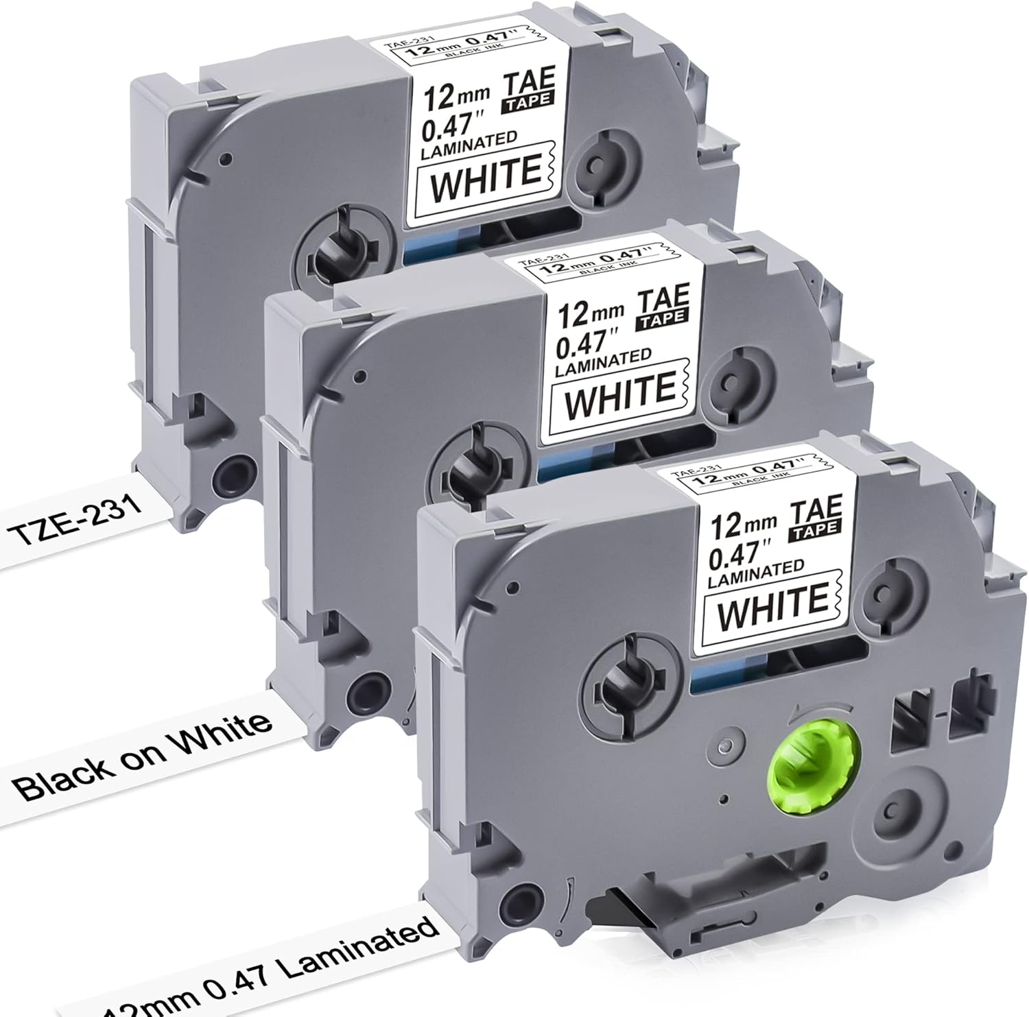 Tze Tape 12mm 0.47 Laminated White Compatible for Brother Label Maker