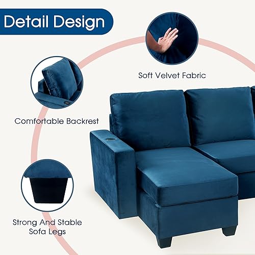 Miniatura 4 de UBGO Juego de sala de estar, seccional de gran tamaño, moderna tumbona convertible en forma de L, sofás y sofás de 6 asientos, muebles de interior