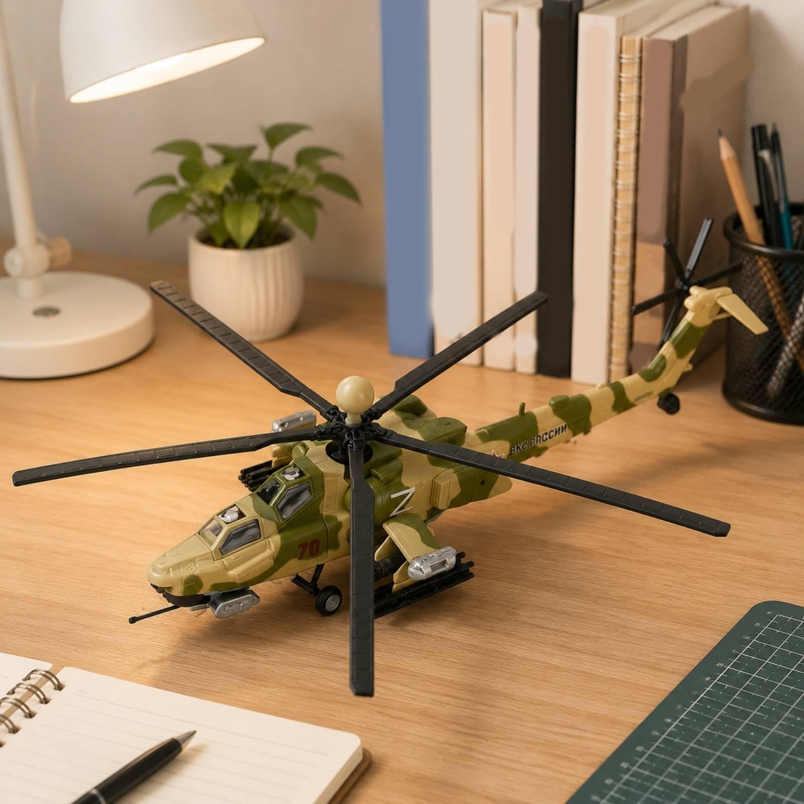 Modello Aereo MI-28NM Kit Montaggio Elicottero Collezione Ornamento Souvenir Materiale PP Facile da Assemblare Adatto per Scrivania Scaffale Ufficio, Russo