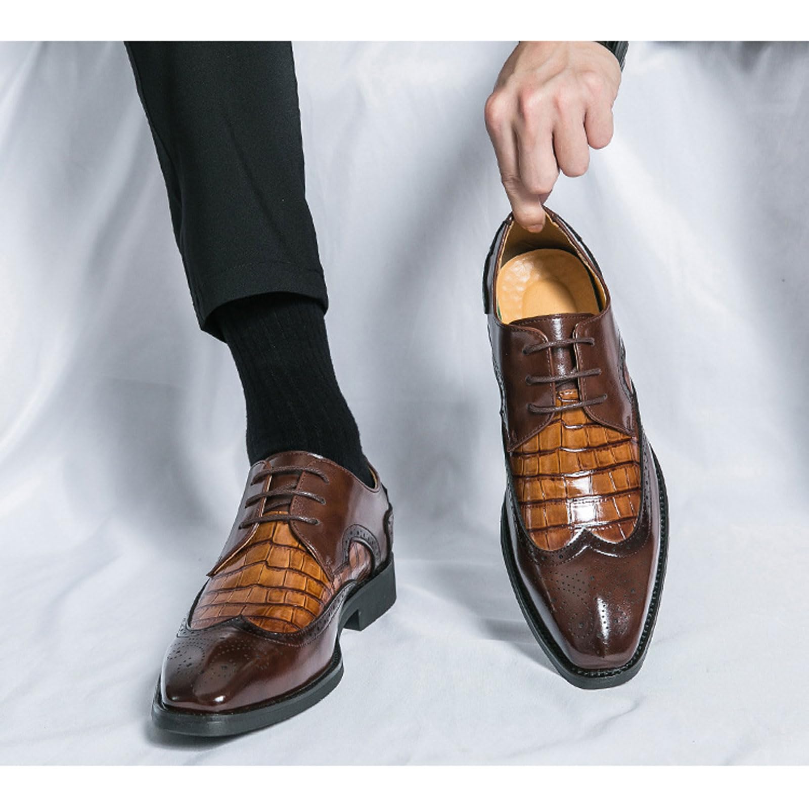 Chaussures en Cuir Oxford pour Hommes Style Brogue Formelles pour Soirées Mariages Banquets