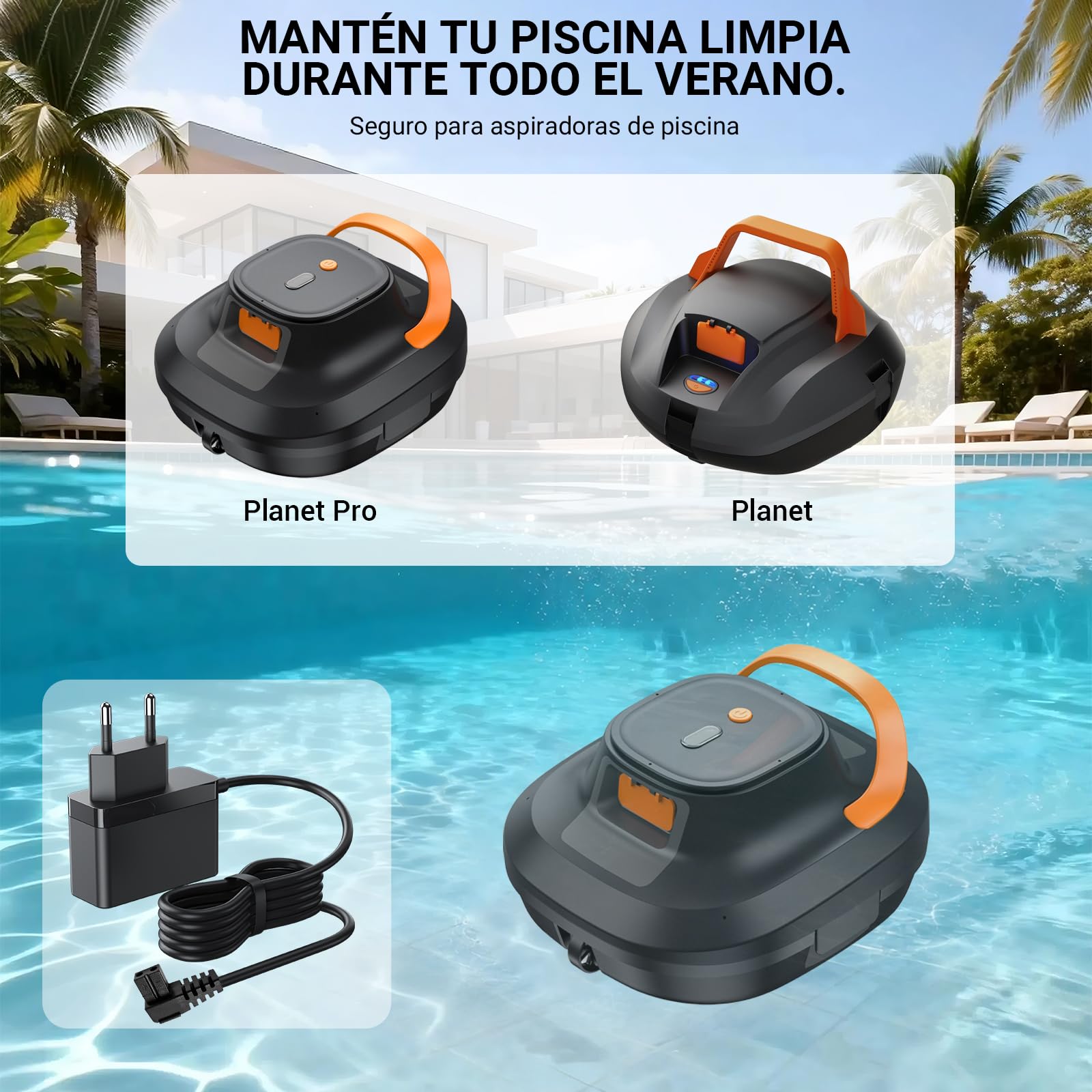 Bouge Limpiafondos Piscina Adaptador Cargador Compatible con Coasteering Planet/Planet Pro Robot Limpiafondos Piscina Sustitución Cargador Cable para Robot Piscina