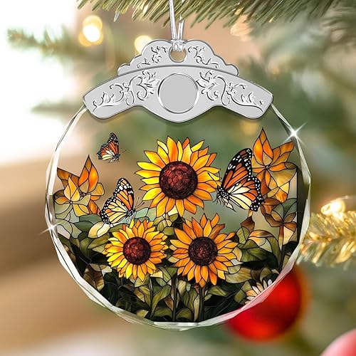 Miniatura 15 de Adornos de Navidad Giftelix - Adorno de Vidrio Manchado de Flor de Pascua - Decoración de Navidad - Adornos para Árbol de Navidad - Regalos de