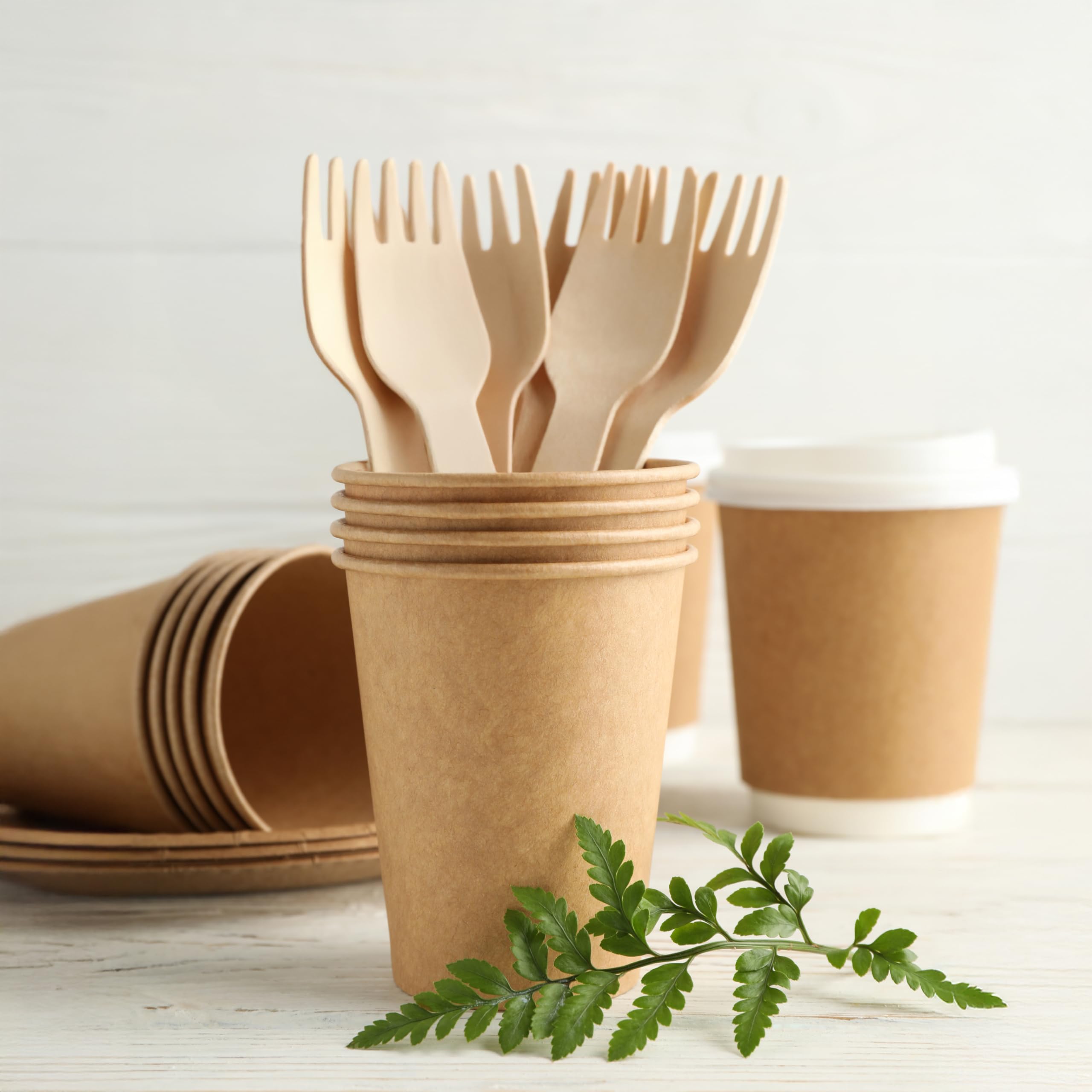 Tenedores de madera desechables, 360 tenedores de madera compostables biodegradables para comer, alternativa ecológica a los utensilios de plástico