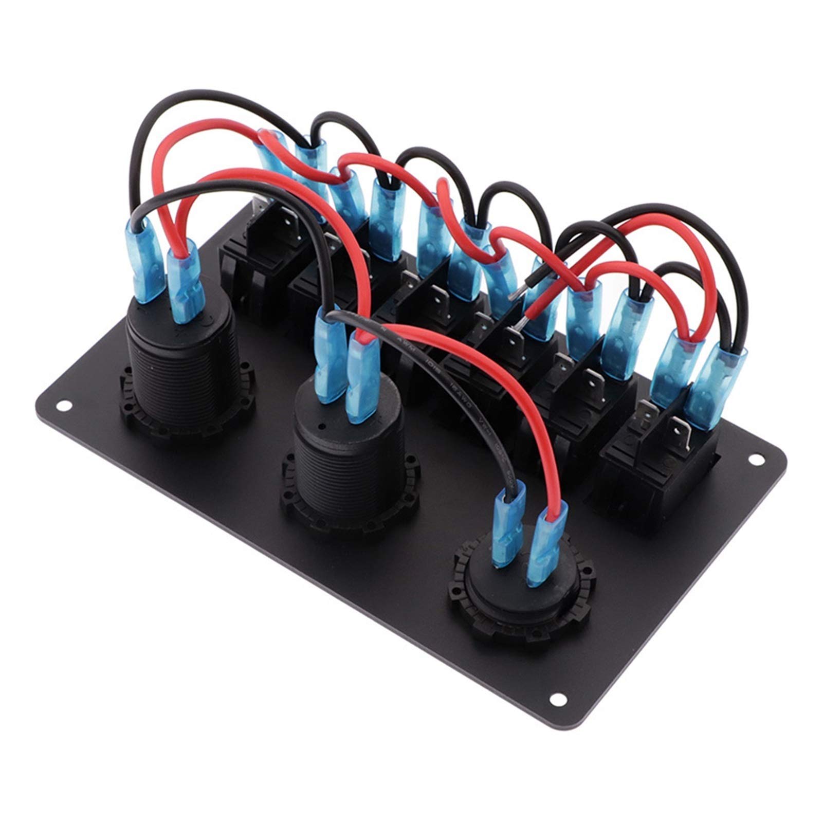 6-krotny panel przełączników, do gniazda zasilania 12 V, ładowarki USB, 3,1 A, cyfrowy woltomierz, przełącznik kołyskowy, sterowanie samochodem, łodzią, kamperem, kempingową