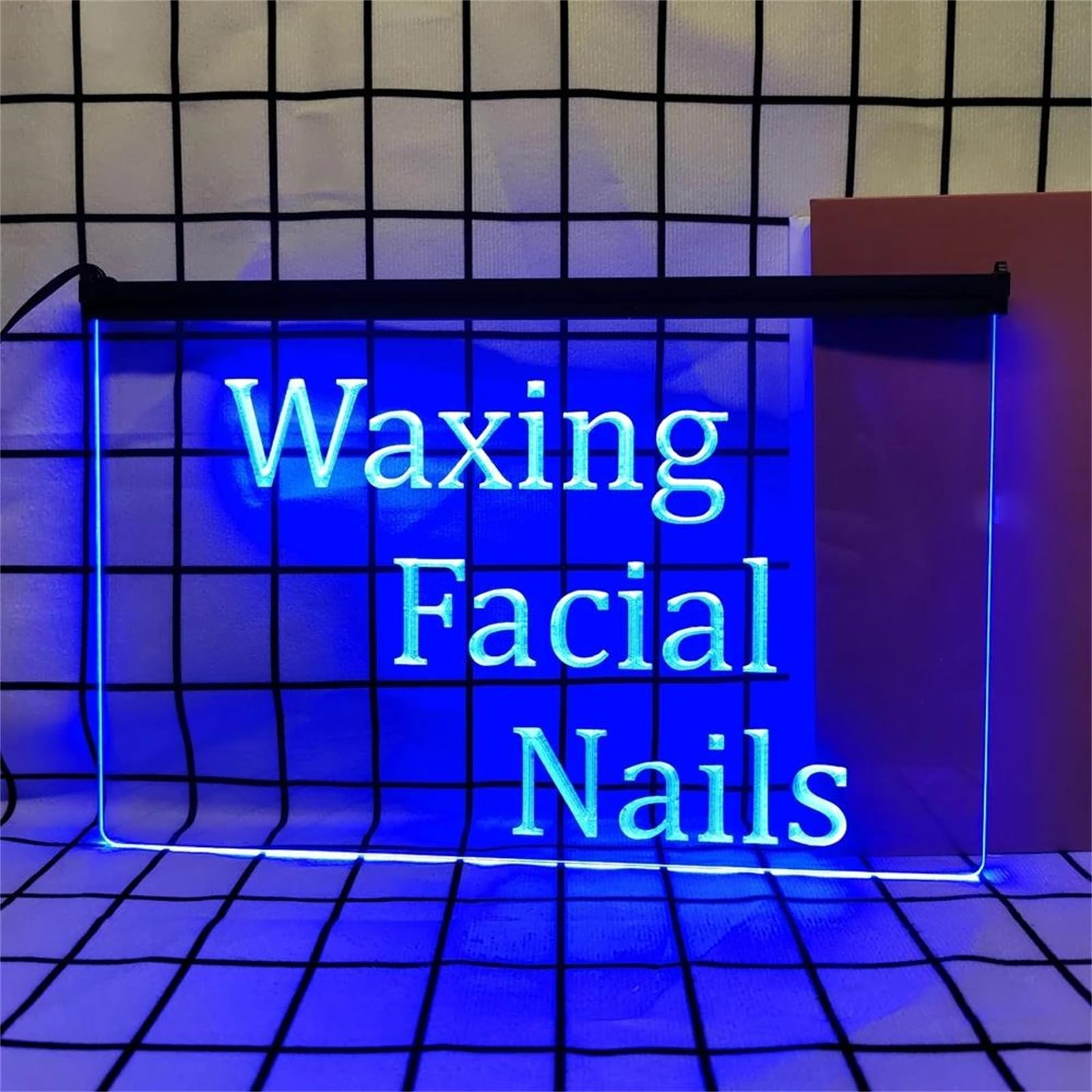 Zayeksole Blue Waxing Facial Nails Neon Sign For Wall Decor, Usb Powered Led Advertising Neon Light Sign For Beauty Salon Manicures Shop,,40X30cm
