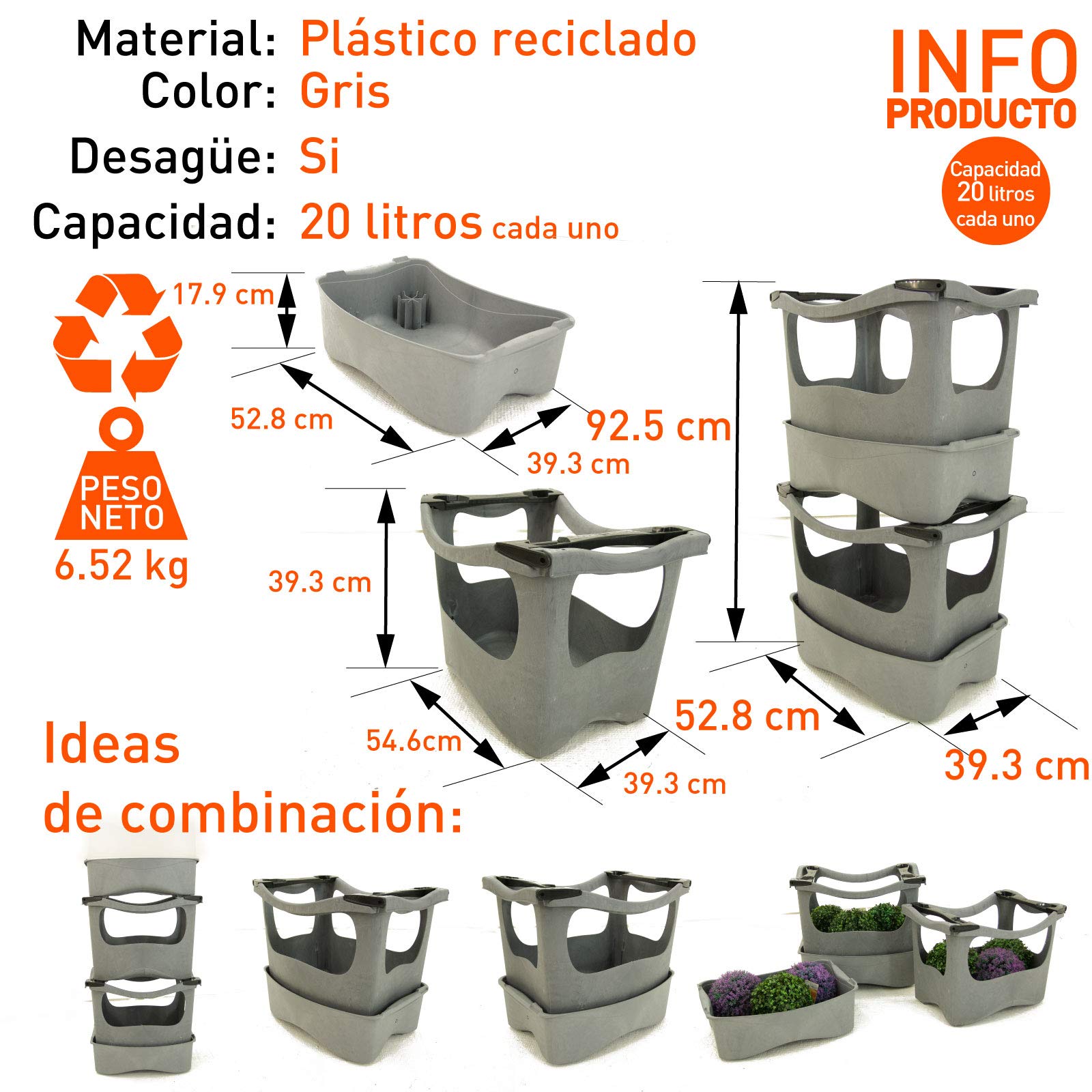 Edenjardi Huerto Urbano de Cuatro Niveles en Color Gris: Amazon.es ...