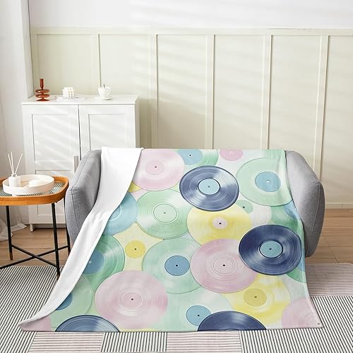 Miniatura 19 de Erosebridal Manta de vinilo musical Queen de 90 x 90 pulgadas, decoración de sofá, cama, sofá, manta de vellón con notas musicales para niños, Negro