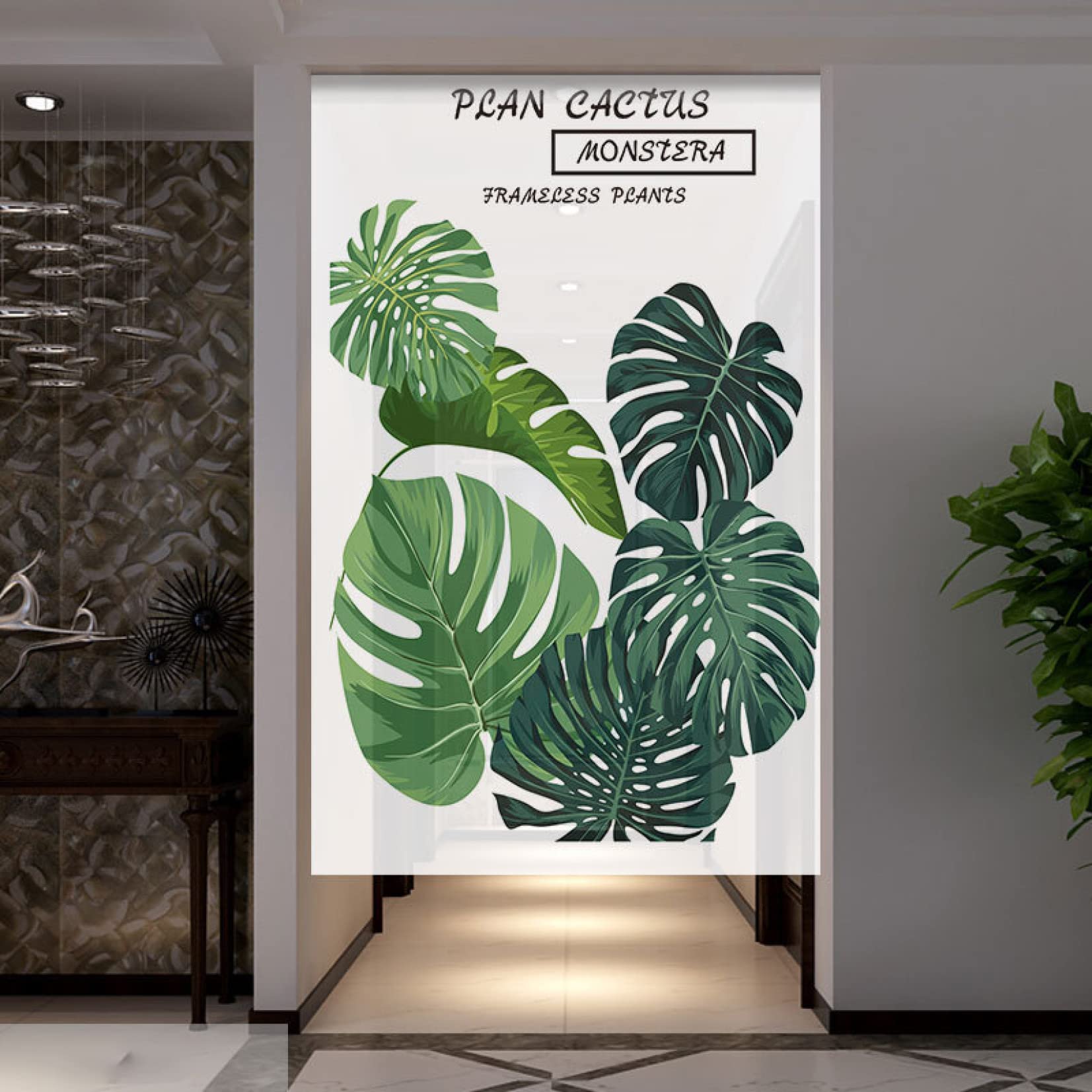 Amazon｜玄関のれん のれん 植物 リーフ柄 飾り 70*120 間仕切り