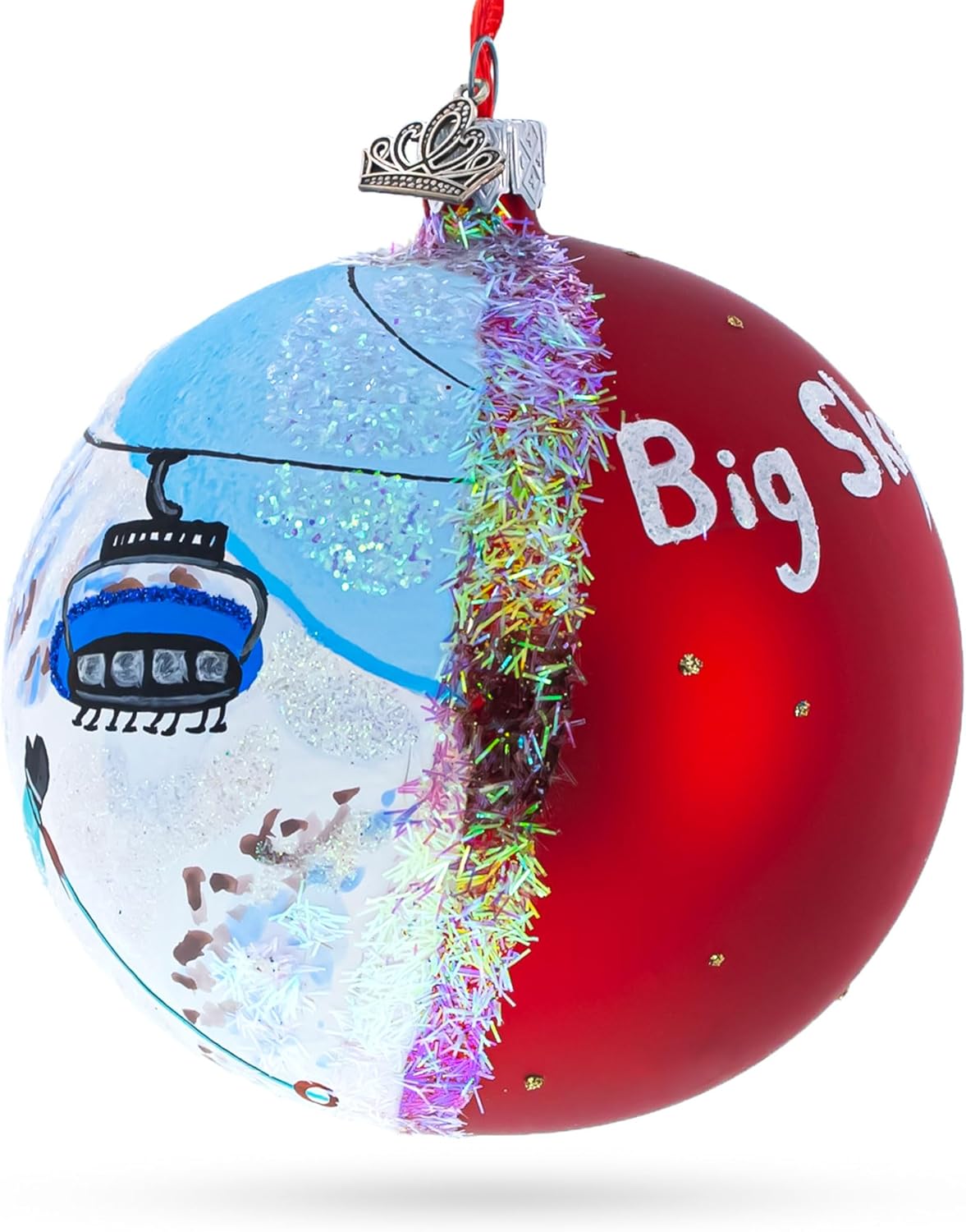 Big Sky Ski Resort, Montana, USA Glass Ball Christmas Ornament 4 Inches - Image 2