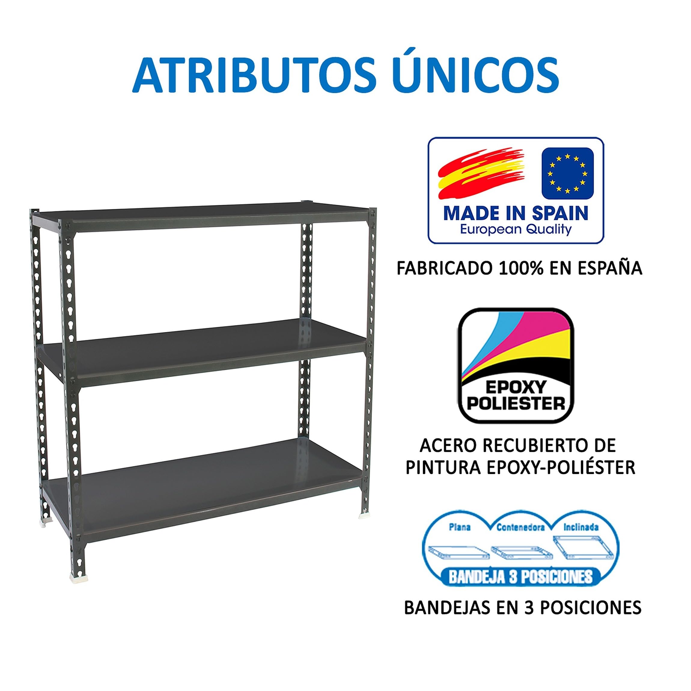 Simon Rack Estantería Metálica 900x1000x300 mm - Simonclick | 3 Alturas, Bandeja Metal, 180 kg de Punto Flexión, Antracita, Pintura anticorrosión, Montaje sistema clic