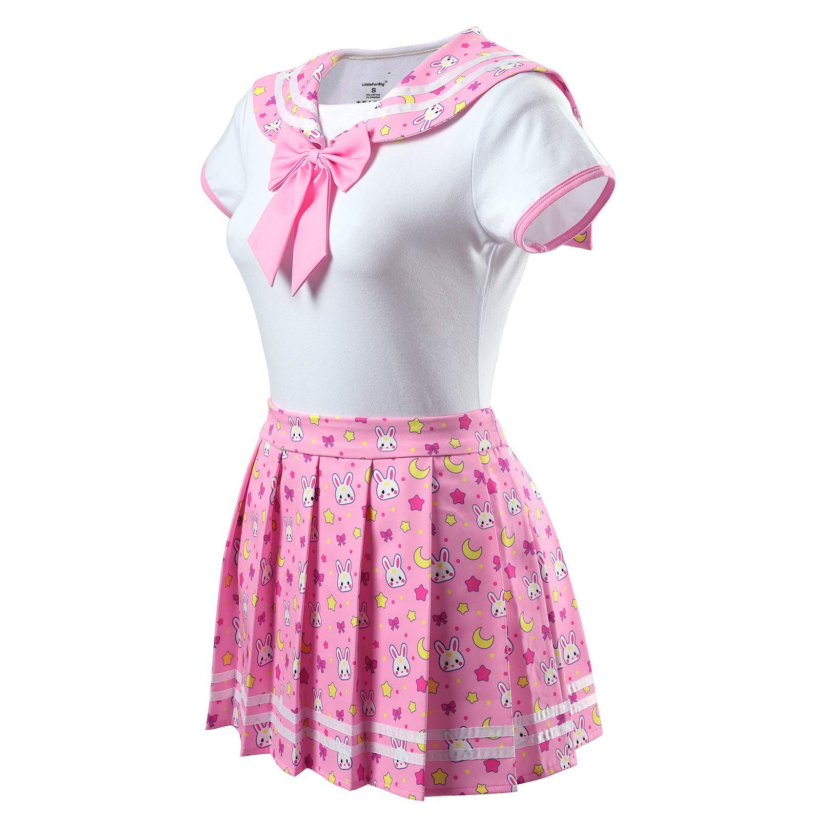 LittleForBig Bawełniany śpioszki Onesie Piżama Bodysuit Cosplay magiczny dziewczęcy Sukienka Zestaw spódnicy onesie mundurowej-Usagi M