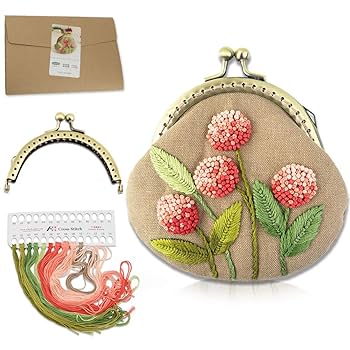 ハンドメイド　手刺繍ガマ口セット Amazon | 刺しゅうキット がま口 バッグ 財布 手作り DIY