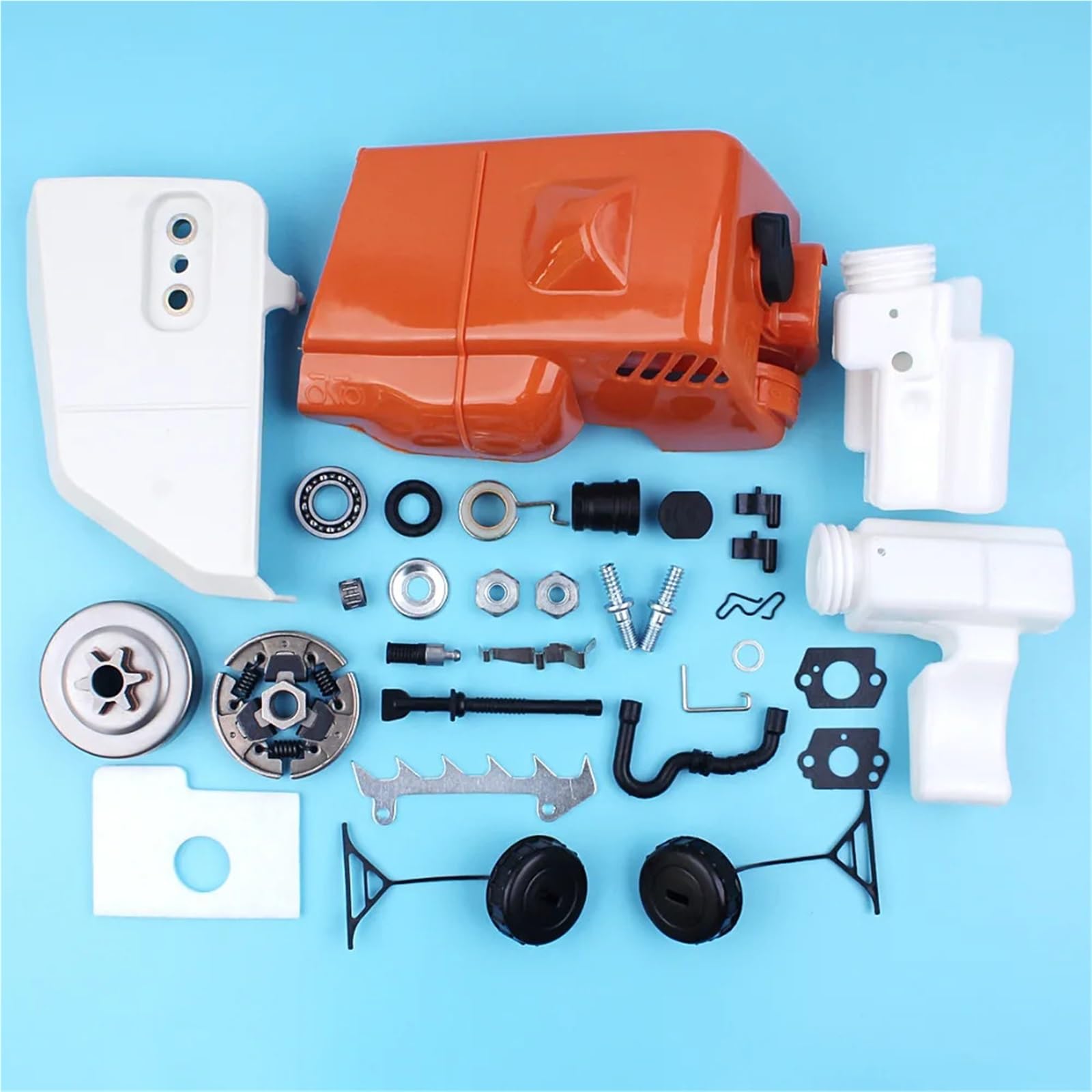 Cubierta de piñón de embrague, Kit de tapa de tanque de filtro de aire y combustible de tambor de embrague for motosierra for Sti 017 018 MS170 MS180 con engranaje de perno de línea