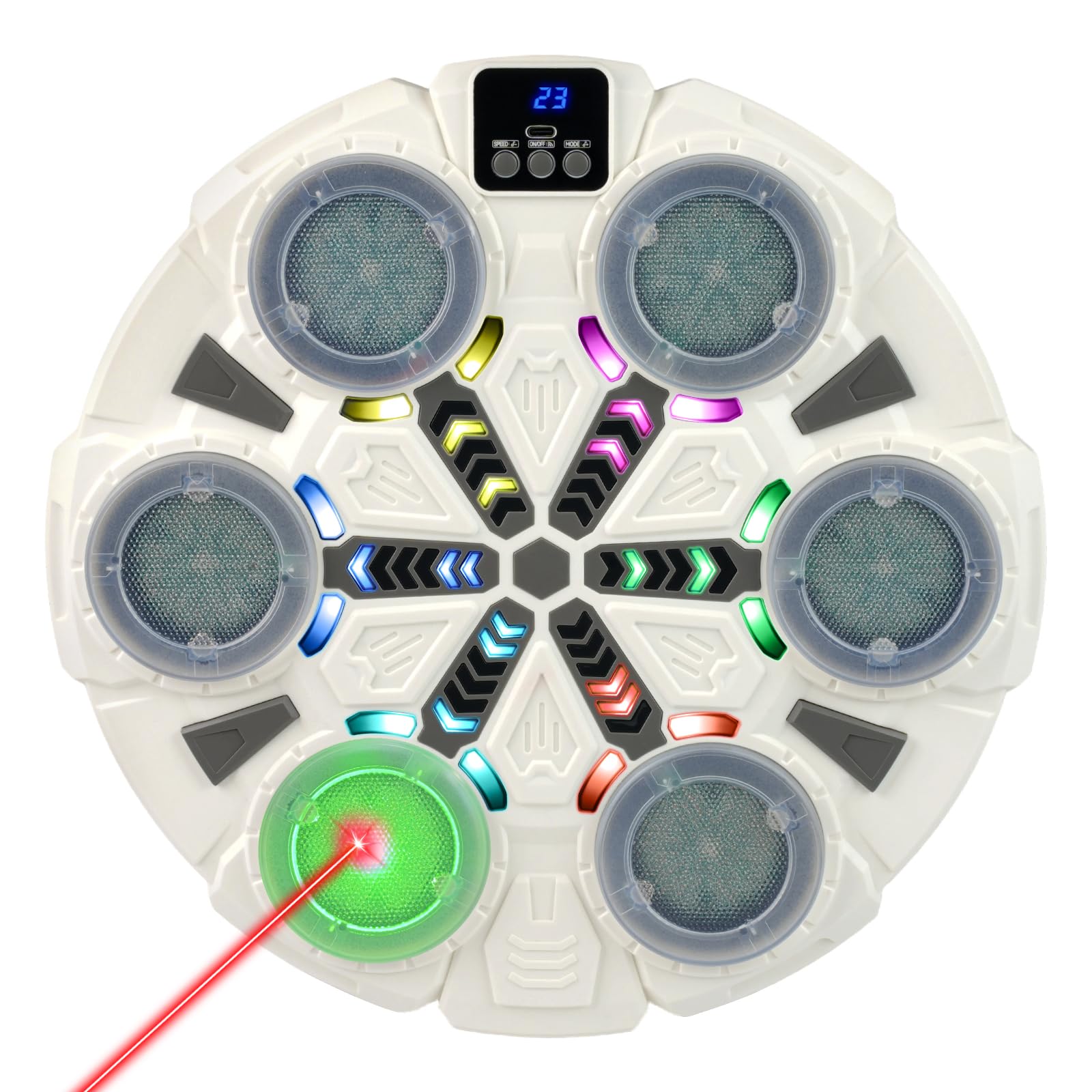ZBULAR 6-in-1 Laser Dry Fire Training Targets with Smart Bluetooth Music, LED Display, Multi-Angle Training, Type-C Charging, Compatible with 9mm/22lr/223 Bullets