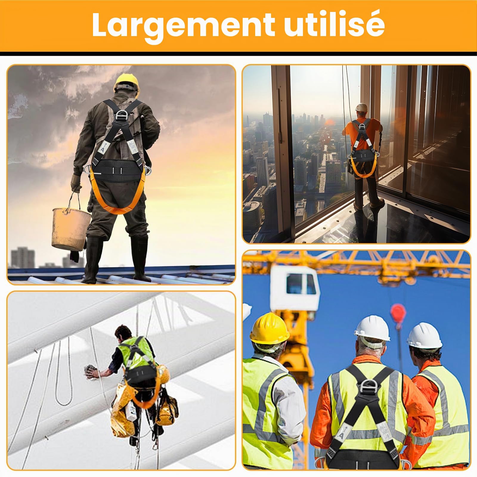 Harnais de Sécurité Complet avec Coussin Lombaire – Double Longe & Absorbeur d’Énergie, 140 kg Max, Certifié EN, Harnais Anti Chute pour Hommes, Travaux en Hauteur, Construction & Baudrier Escalade