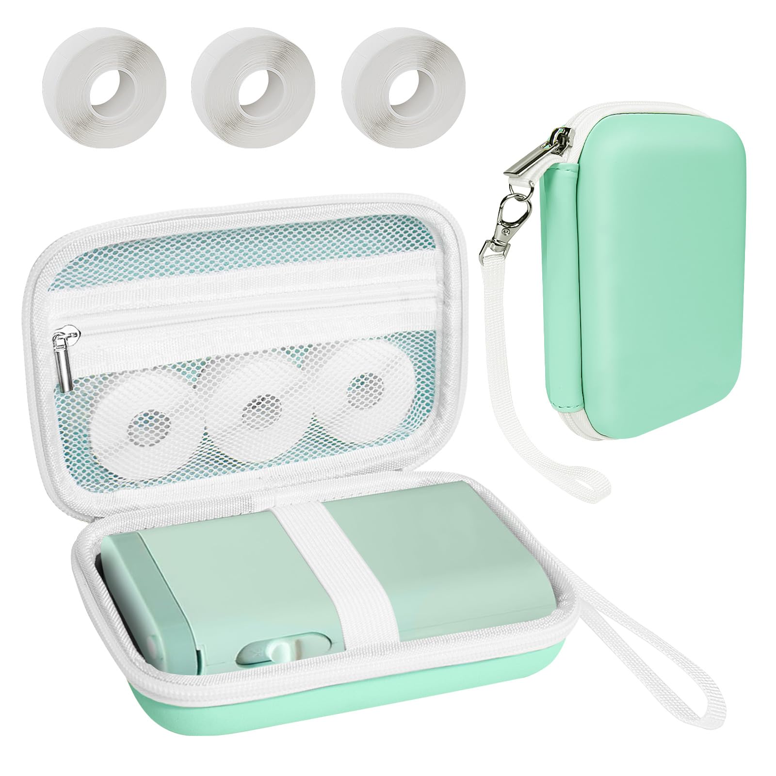 Photo 1 of Teyomi Case Compatible with NELKO P21, for NIIMBOT D110, for JADENS D110 Label Maker with 3 Roll Label Tape(Label Paper 1/2" x 1 1/2" (12mm X 40mm))-Hard Shell Storage Bag-Green