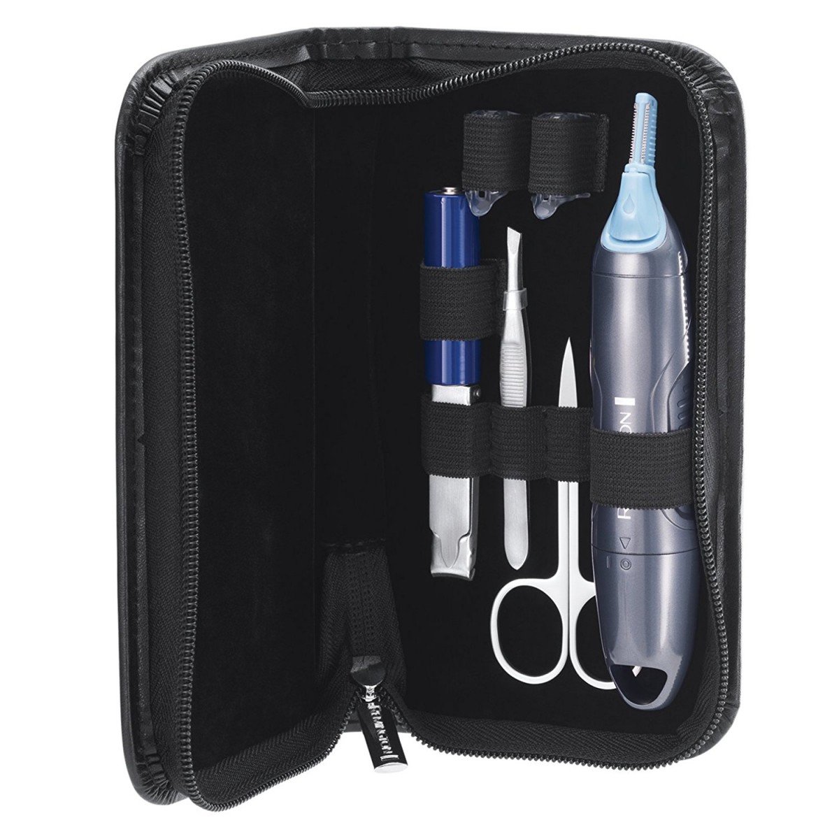 Remington Tondeuse Nez [Kit Complet Visage] Nano Series (Antimicrobien & Hypoallergénique, 2 têtes, Fonction à piles, pince à épiler, ciseaux, coupe-ongle, lime à ongles,Trousse) NE3455