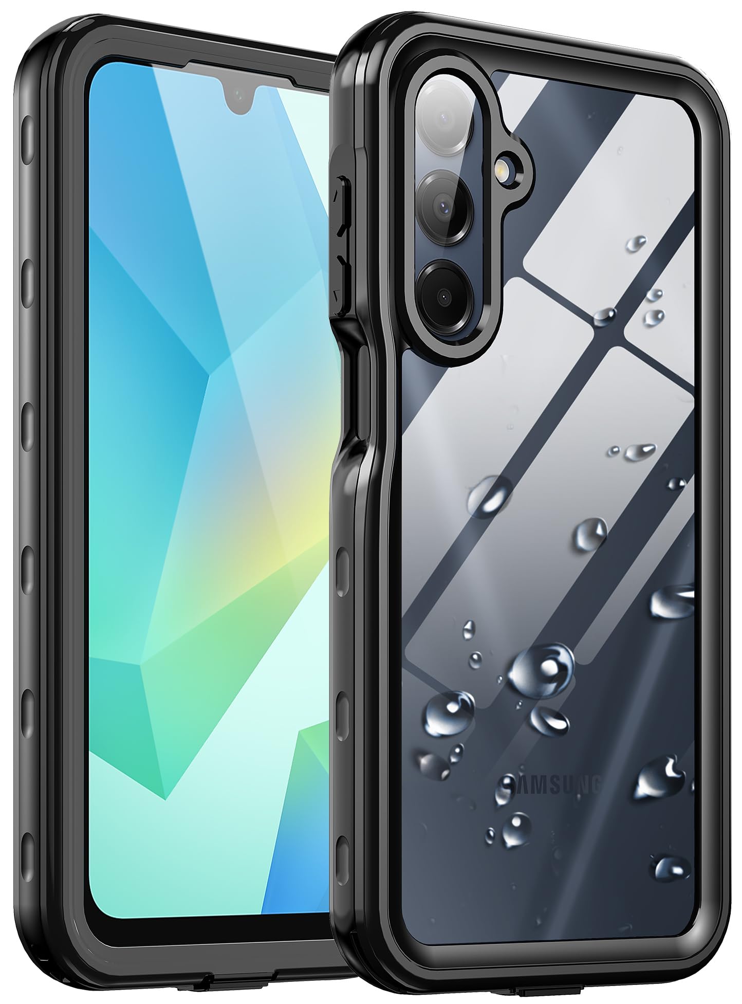 Ezanmull for Samsung Galaxy A16 5G Case Waterproof with Built-in Screen Protector Dustproof Shockproof Phone Rugged Full Body Underwater Protective Cover for Samsung Galaxy A16 5G 6.7" - Black