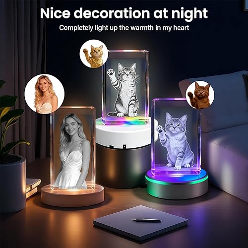Miniatura 6 de Regalo personalizado con fotos de cristal 3D, imagen personalizada en cristal para boda, aniversario, conmemoración (mascota o ser querido),