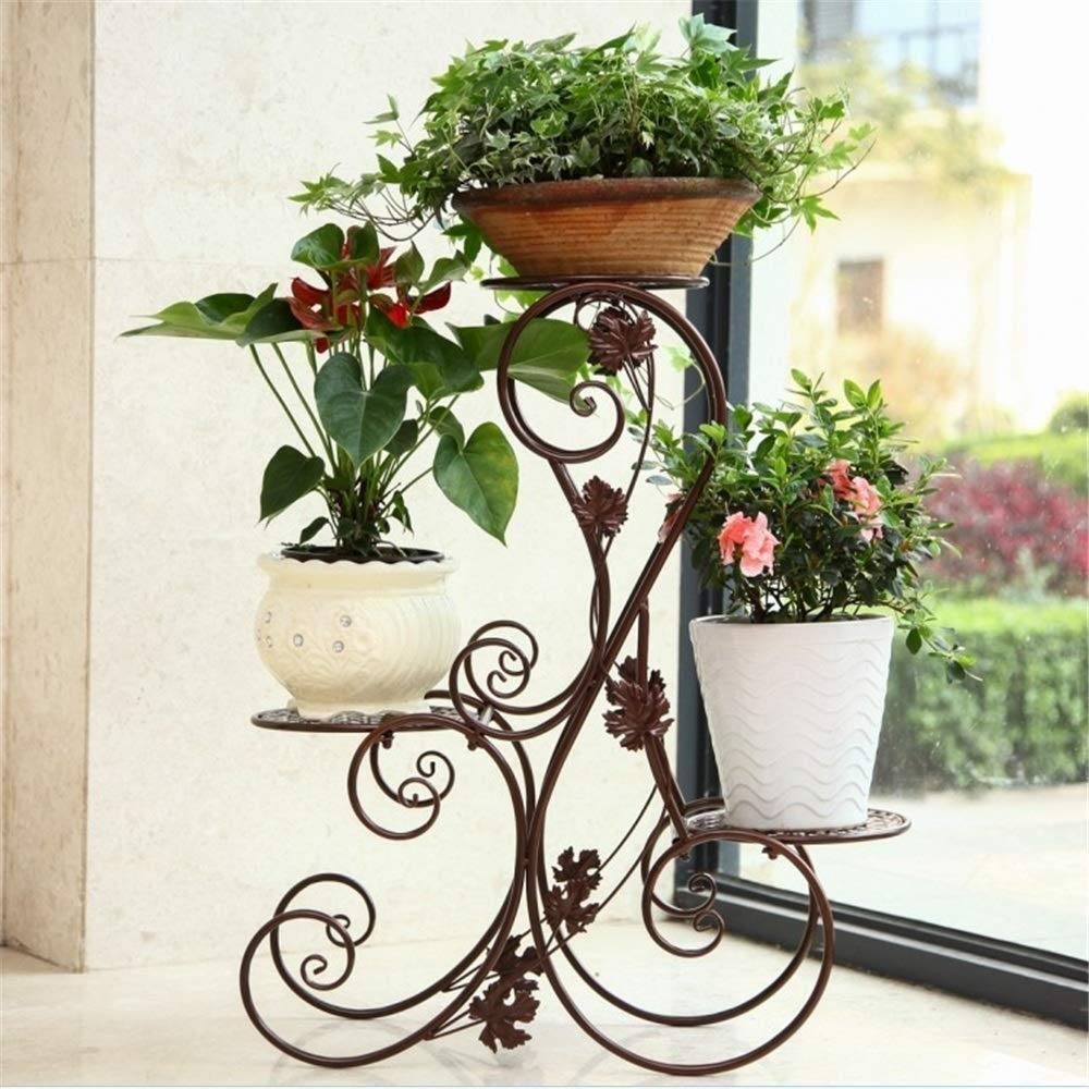 FJGHLBX Plant Stands,Flower Stand,Wrought Iron 3 Layers Flower Pot