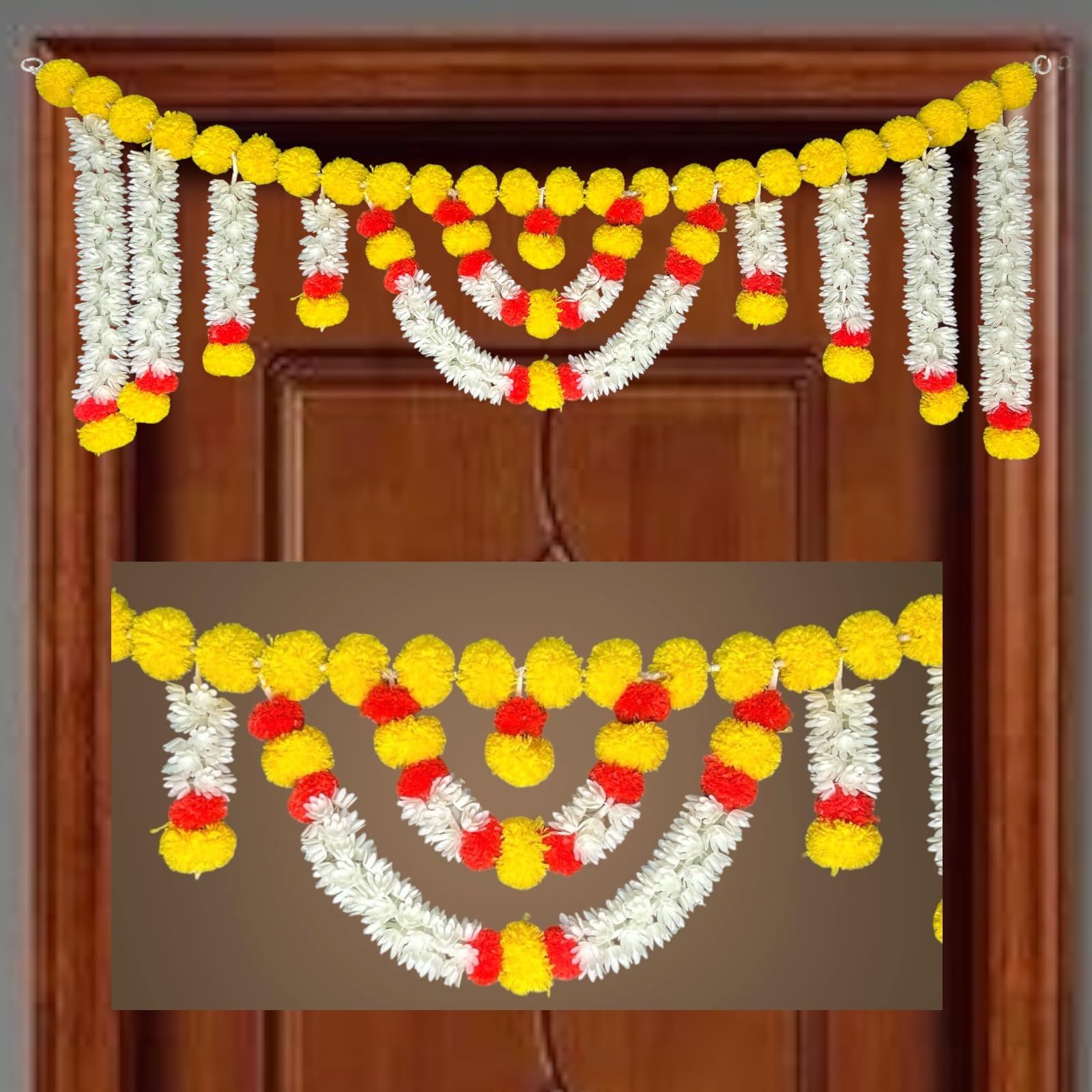 Handmade Marigold & Jasmine Garland - 2 Pack -9