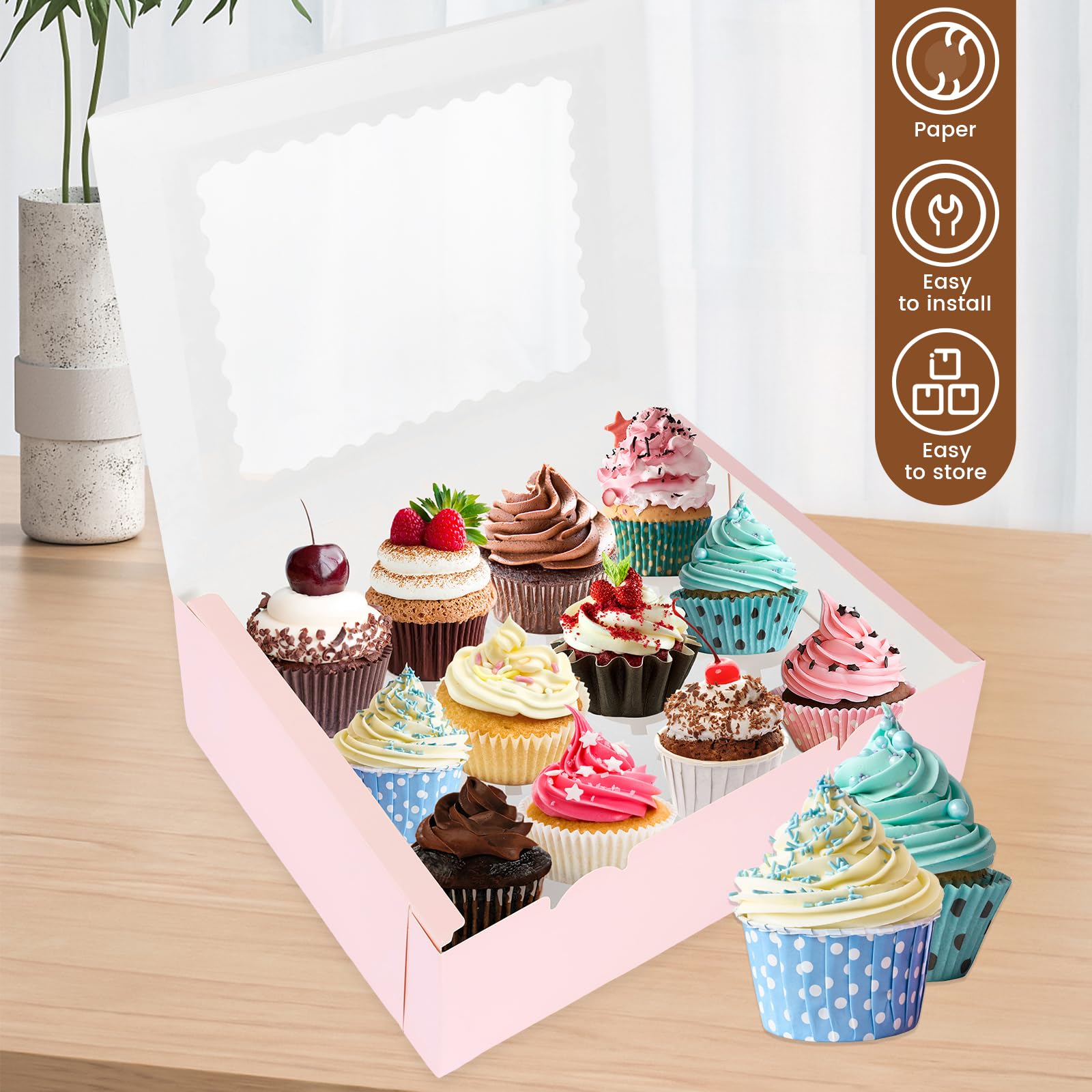 Amazon｜Powanfity ケーキボックス カップケーキボックス 32.5*25*9cm 