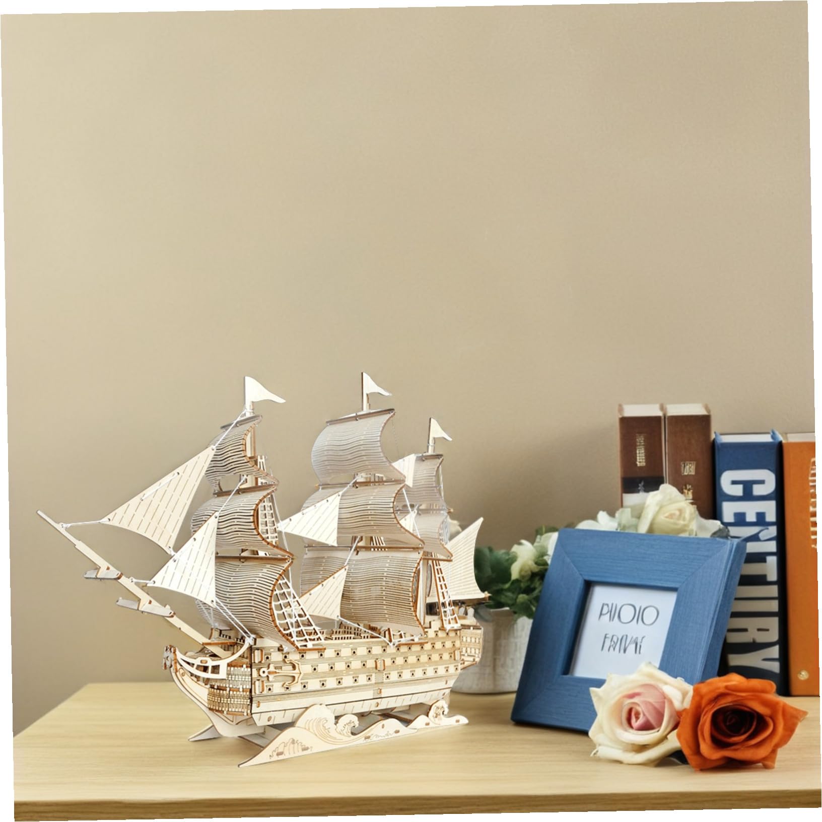 Toyvian Kit Modellismo Navale in Legno Puzzle di Barca Vela per Adulti da Costruire Modello di Veliero Antico Ornamento da Tavolo Decorazione Marina