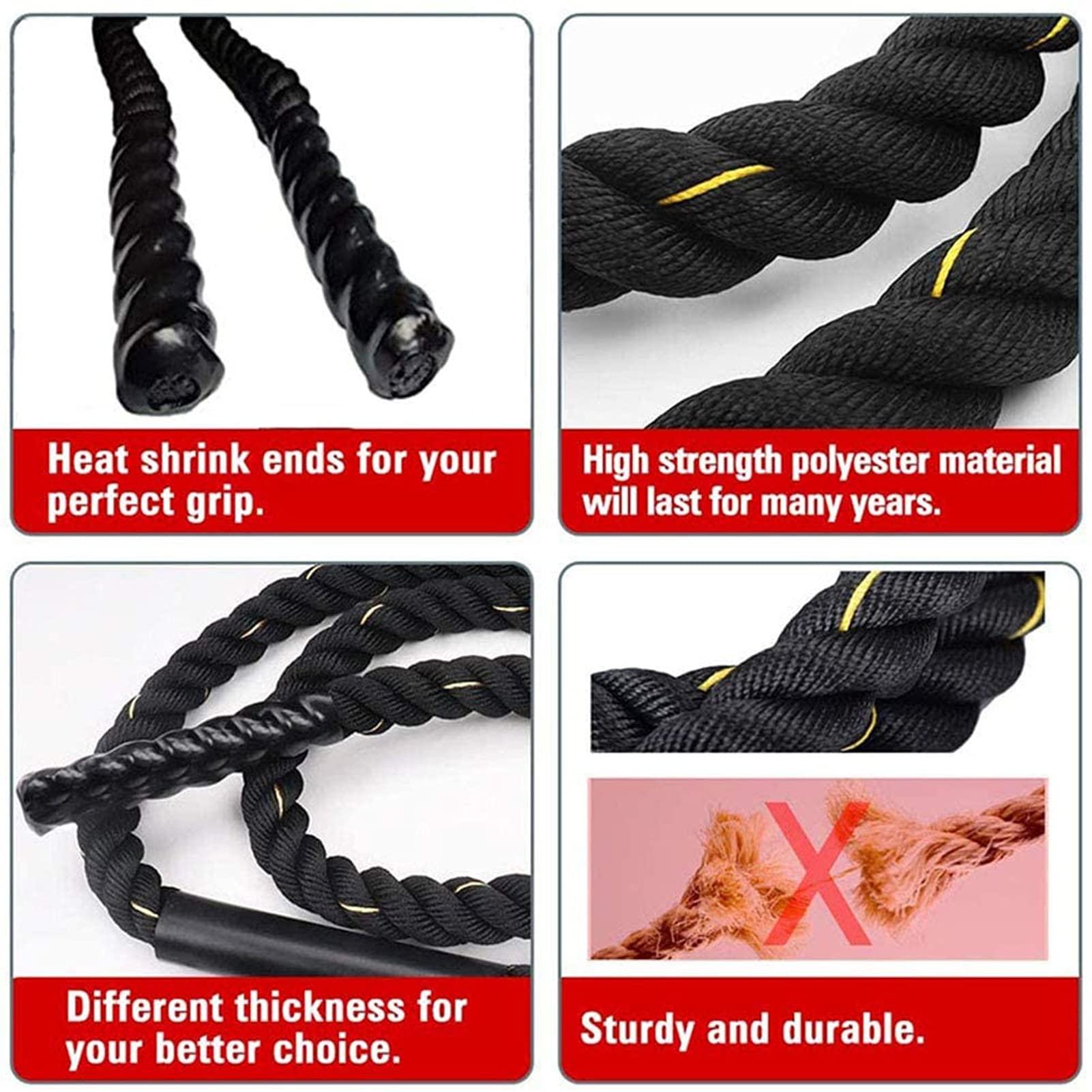 battle rope Corde Combattimento per Esercizi 2,8 M, Corda per Saltare con Pesi per Adulti, per Muscoli, Rafforzamento Della Forza E Perdita Peso, Corde per Esercizi per Allenamenti Di Tonificazione E