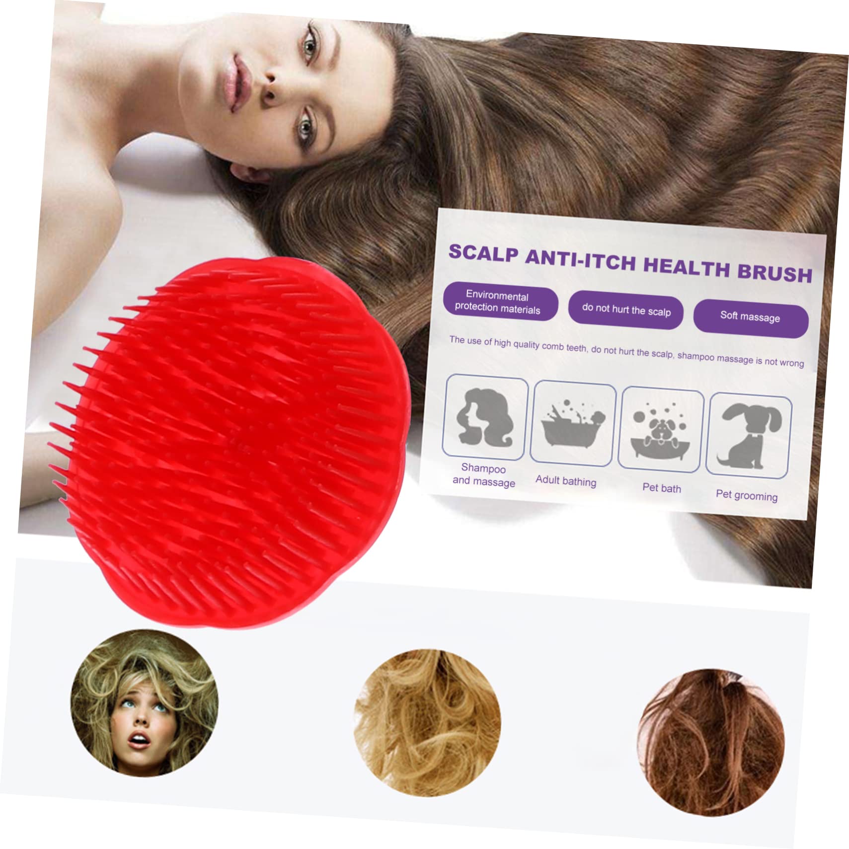 ORFOFE Cepillo Masajeador para Cuero Cabelludo y Cabello Ligero de Plástico Diseño Ergonómico, Adecuado para Lavado y Viaje, Paquete de 12 Unidades Color Aleatorio