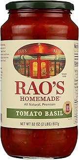 Rao's Homemade Tomato Basil Sauce, 32oz, Tomato Sauce, All Purpose, Keto Friendly Pasta Sauce, Premium Quality, Tomatoes from Italy and Basil