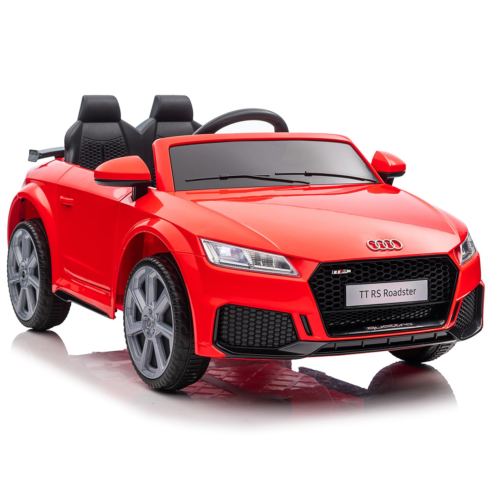 JOINATRE Licensed Audi TT RS Kids Ride On Car, 12V Battery Powered Electric Vehicle with Parent Remote Control, LED Light, Horn, Music, Gift for Boys Girls，Red