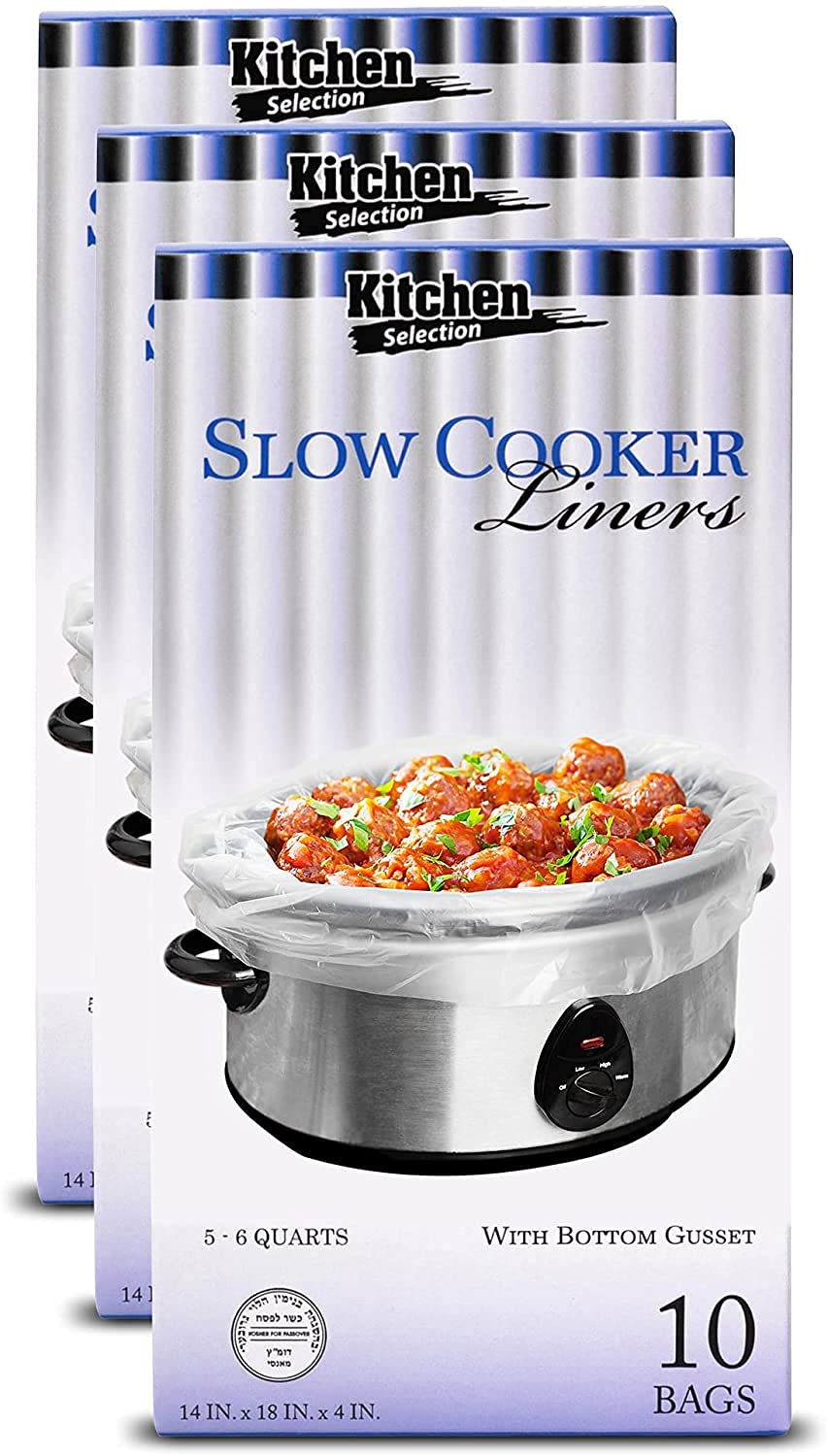 Nicole Fantini 30 Bags Slow Cooker Liners - Fits 5 - 6 Quarts, 14 inches x 18 inches x 4 inches, 4in Wide Gusset, Large Crock Pot Liners, Multi Use Cooking Bags, Sous Vide
